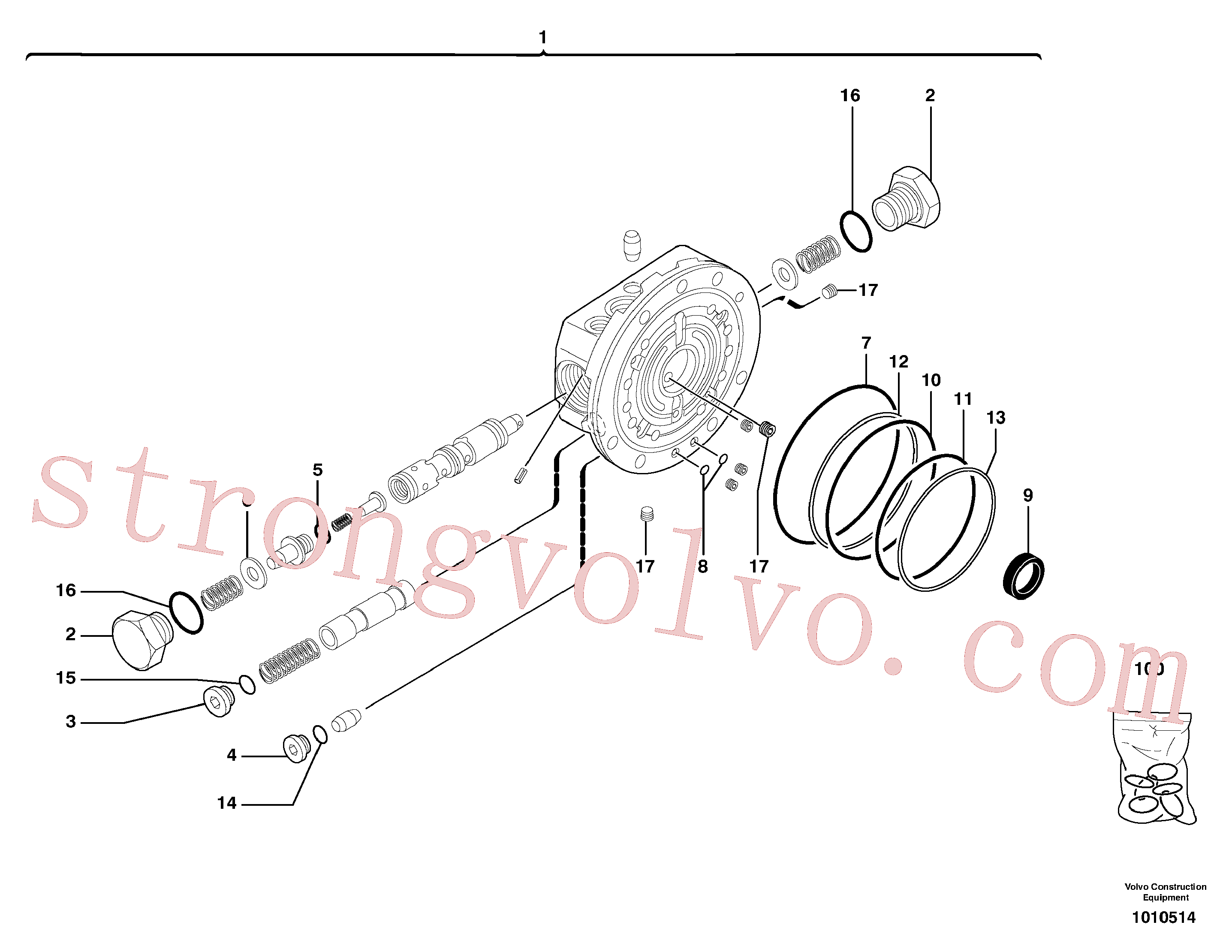 PJ7417262 O-ring Volvo escavadeira