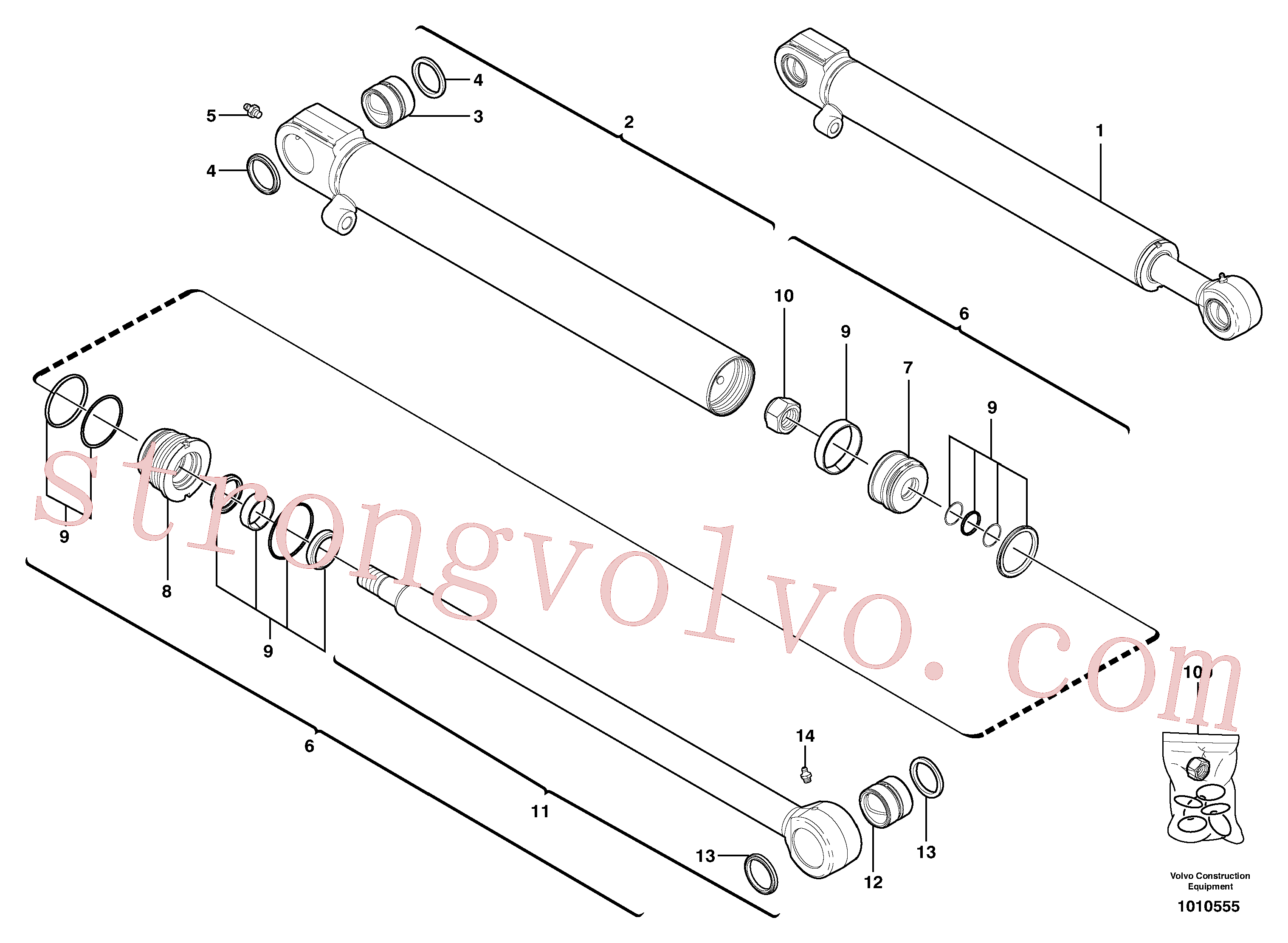 VOE11801478 Cilindro hidráulico Volvo escavadeira
