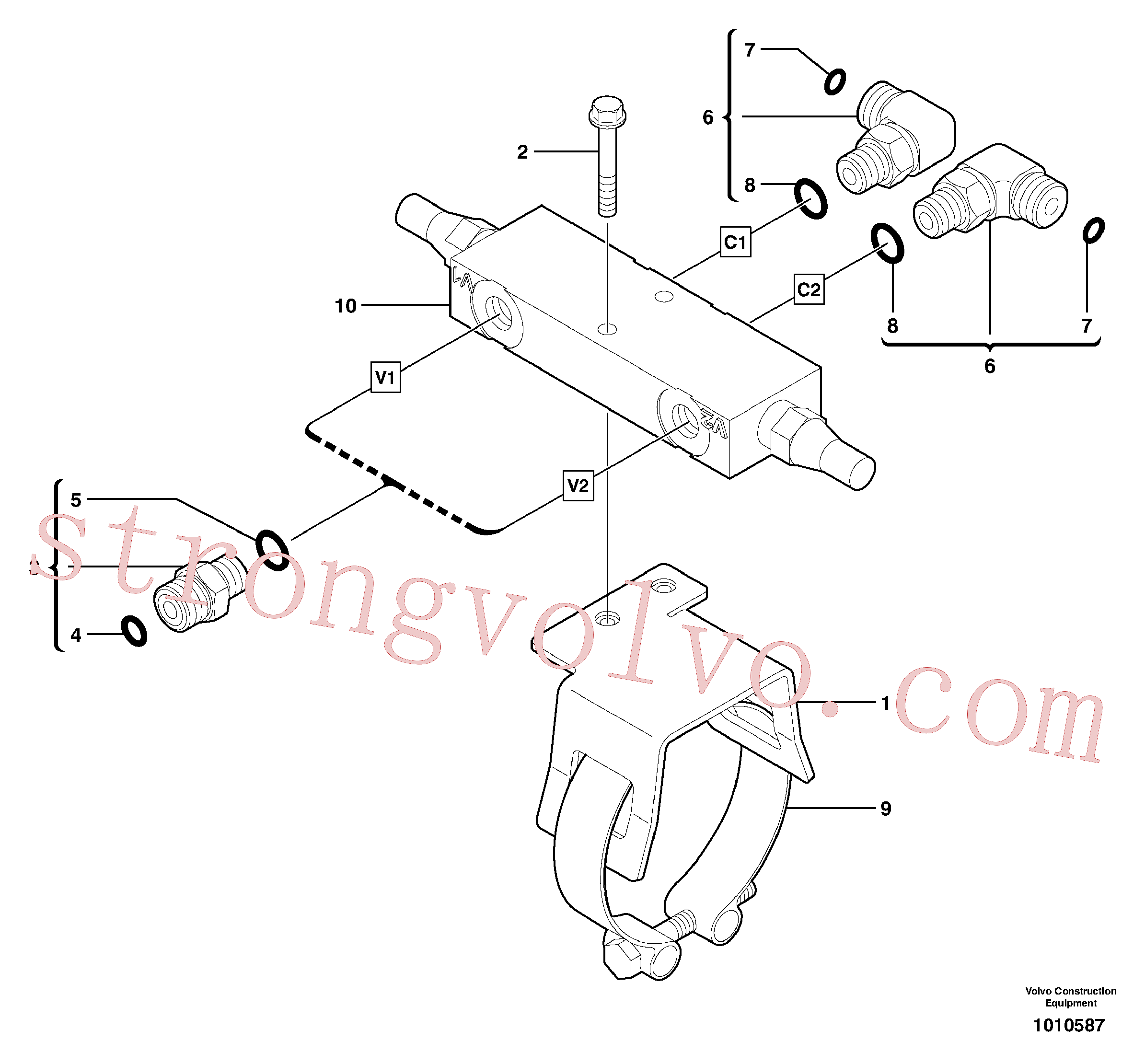 VOE11803034 Volvo Válvula de equilíbrio (cilindro de desvio)(1010587 Montagem)