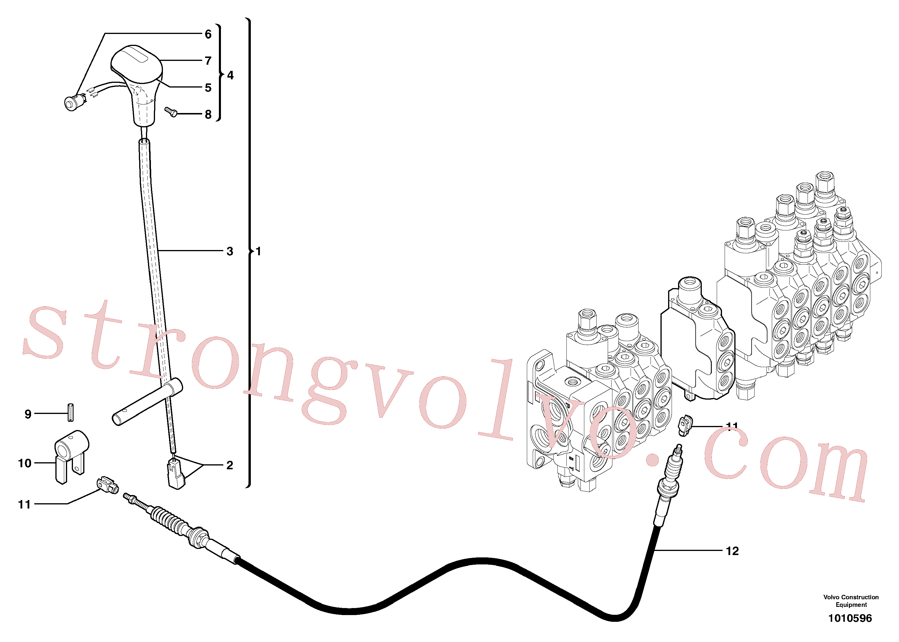 VOE11802452 Volvo Alavanca de comando: lâmina de terraplanagem(1010596 Montagem)