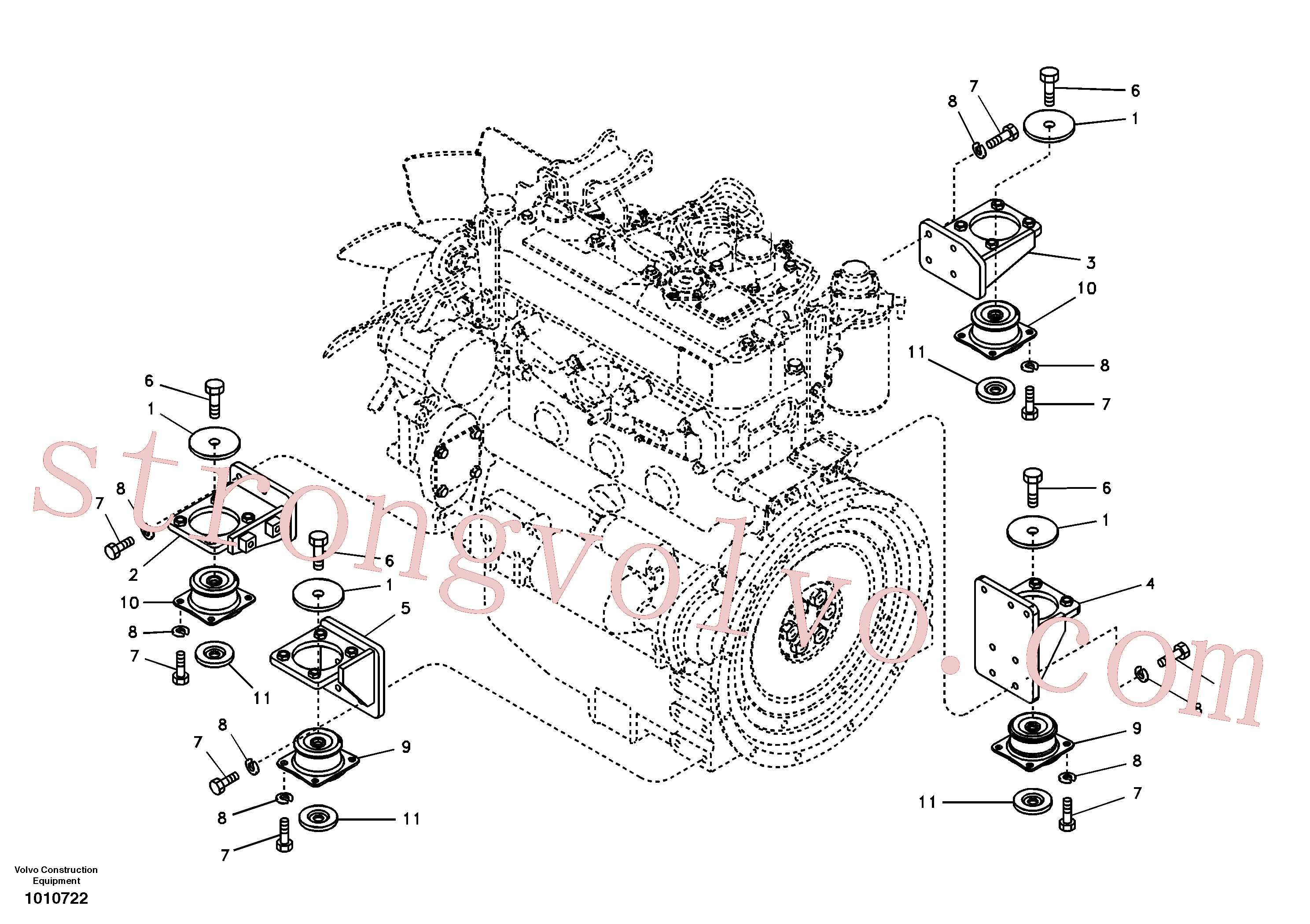 VOE978941 Volvo Apoio do motor(1010722 Montagem)