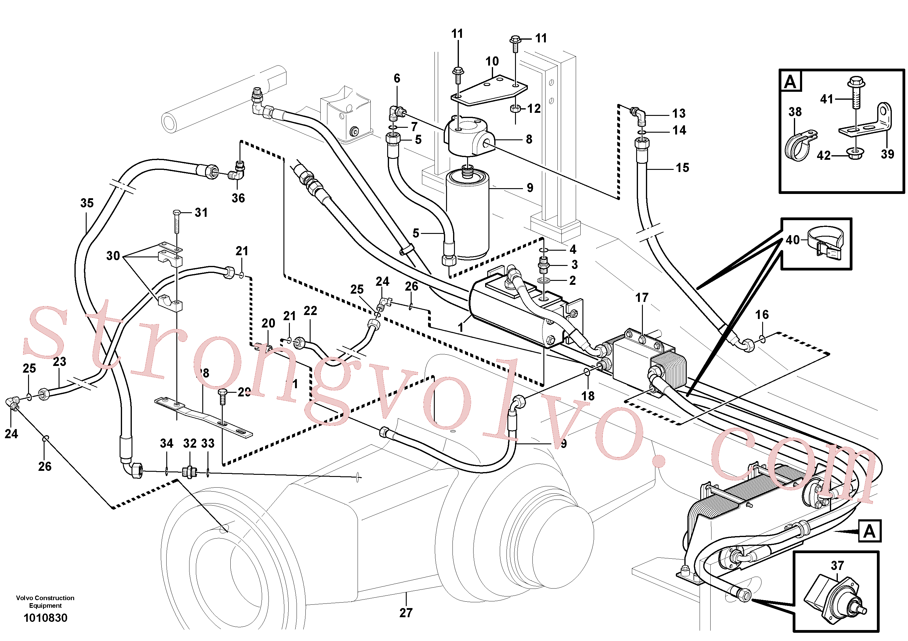VOE13948645 Volvo Refrigerador de óleo, atrás, circuito da bomba.(1010830 Montagem)