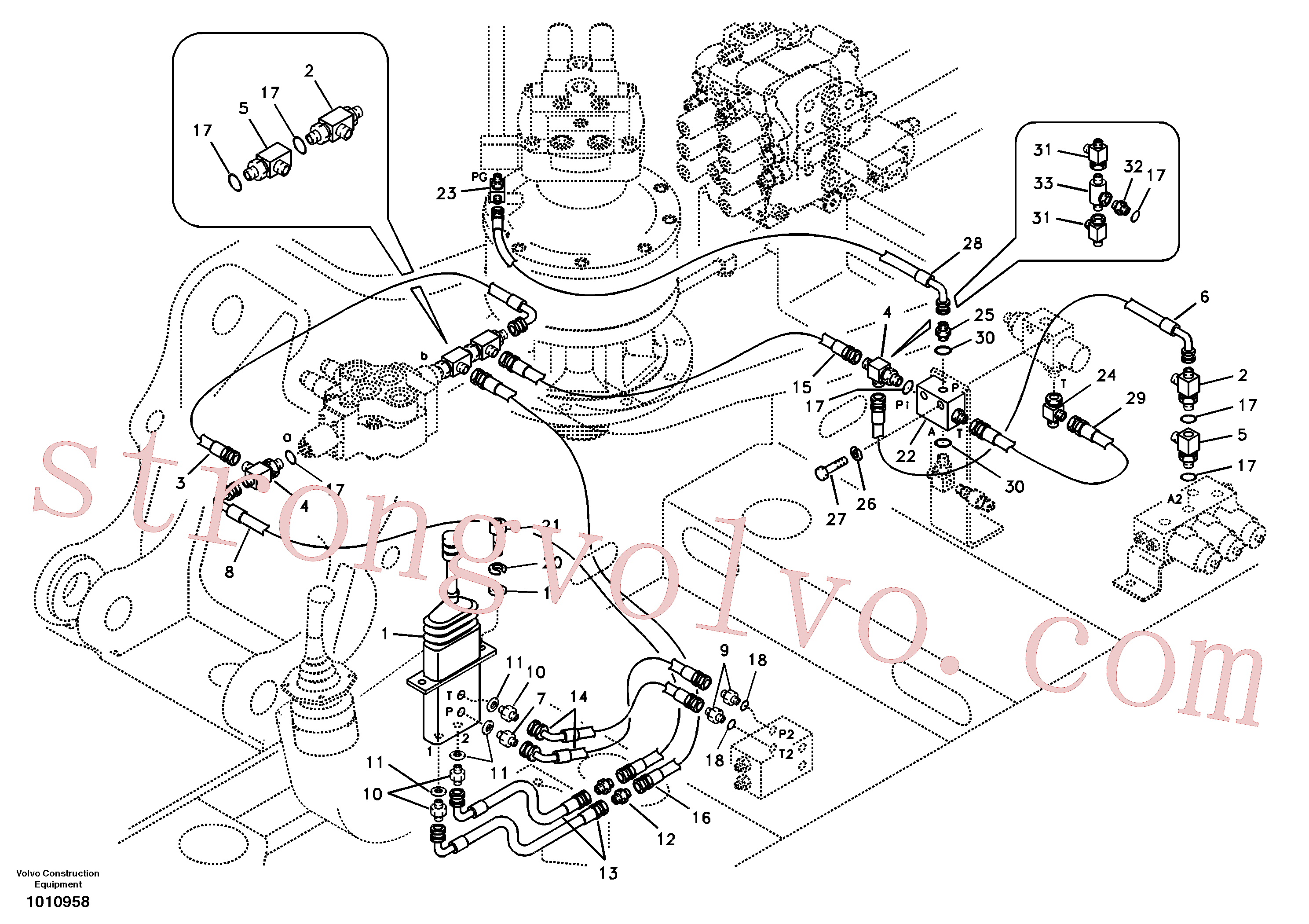 SA9451-02205 Volvo Sistema servomotor, lâmina de terraplanagem(1010958 Montagem)