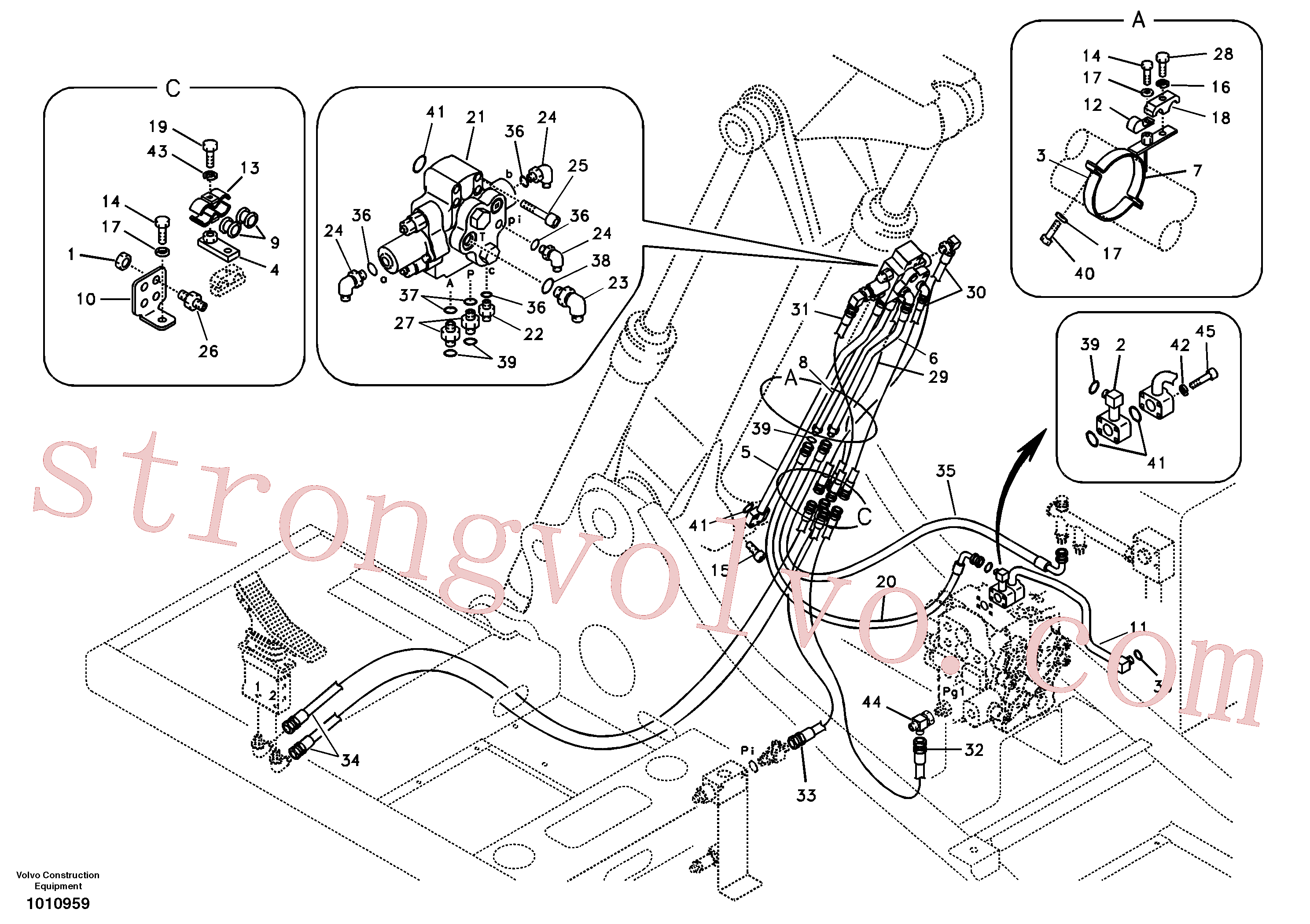 SA9451-02246 Volvo Hidráulica de serviço, cilindro da 2ª lança em lança ajustável(1010959 Montagem)