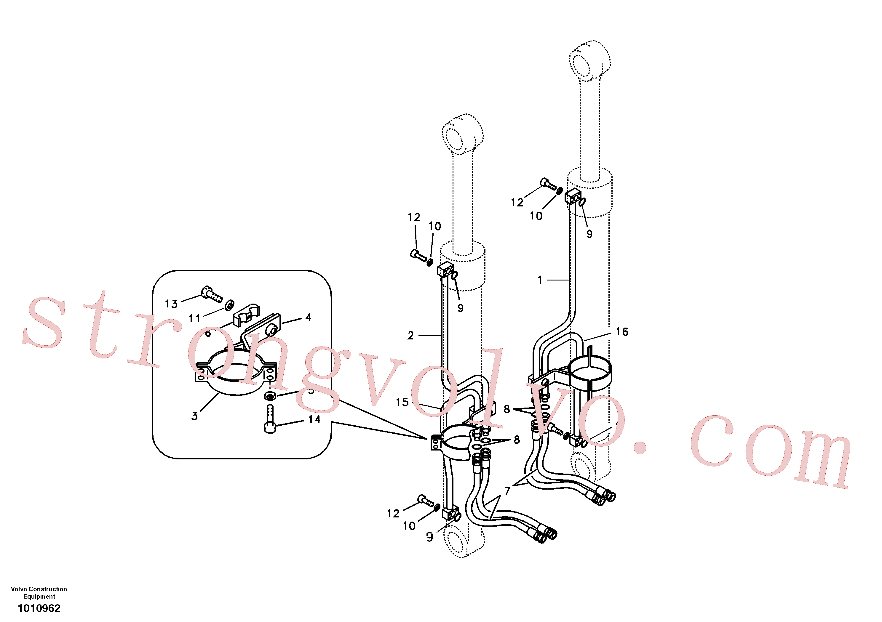 VOE14515821 Volvo Hidráulica de serviço, cilindro da lança(1010962 Montagem)