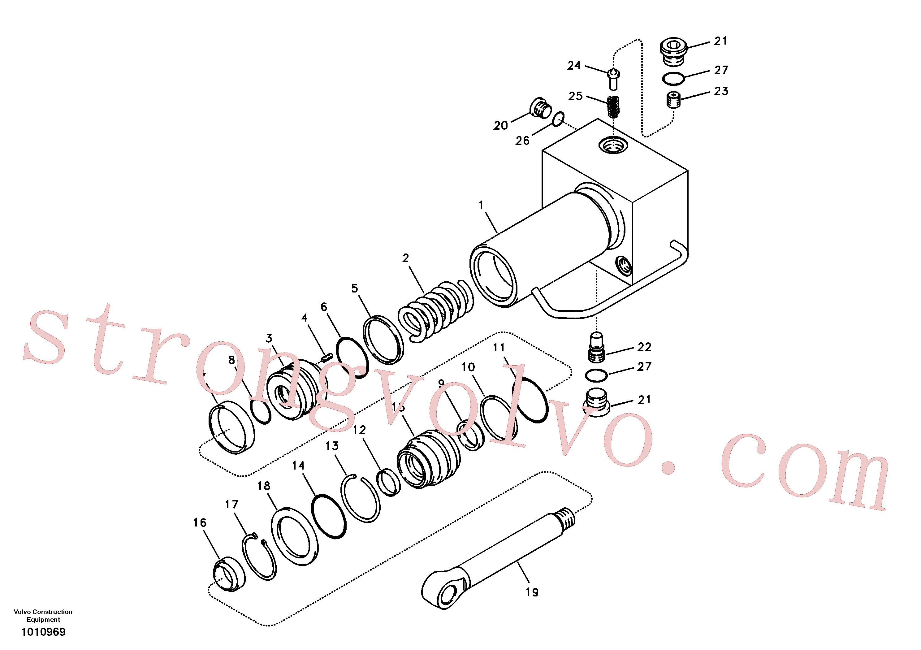 VOE14523110 Volvo Cilindro de encaixe rápido(1010969 Montagem)