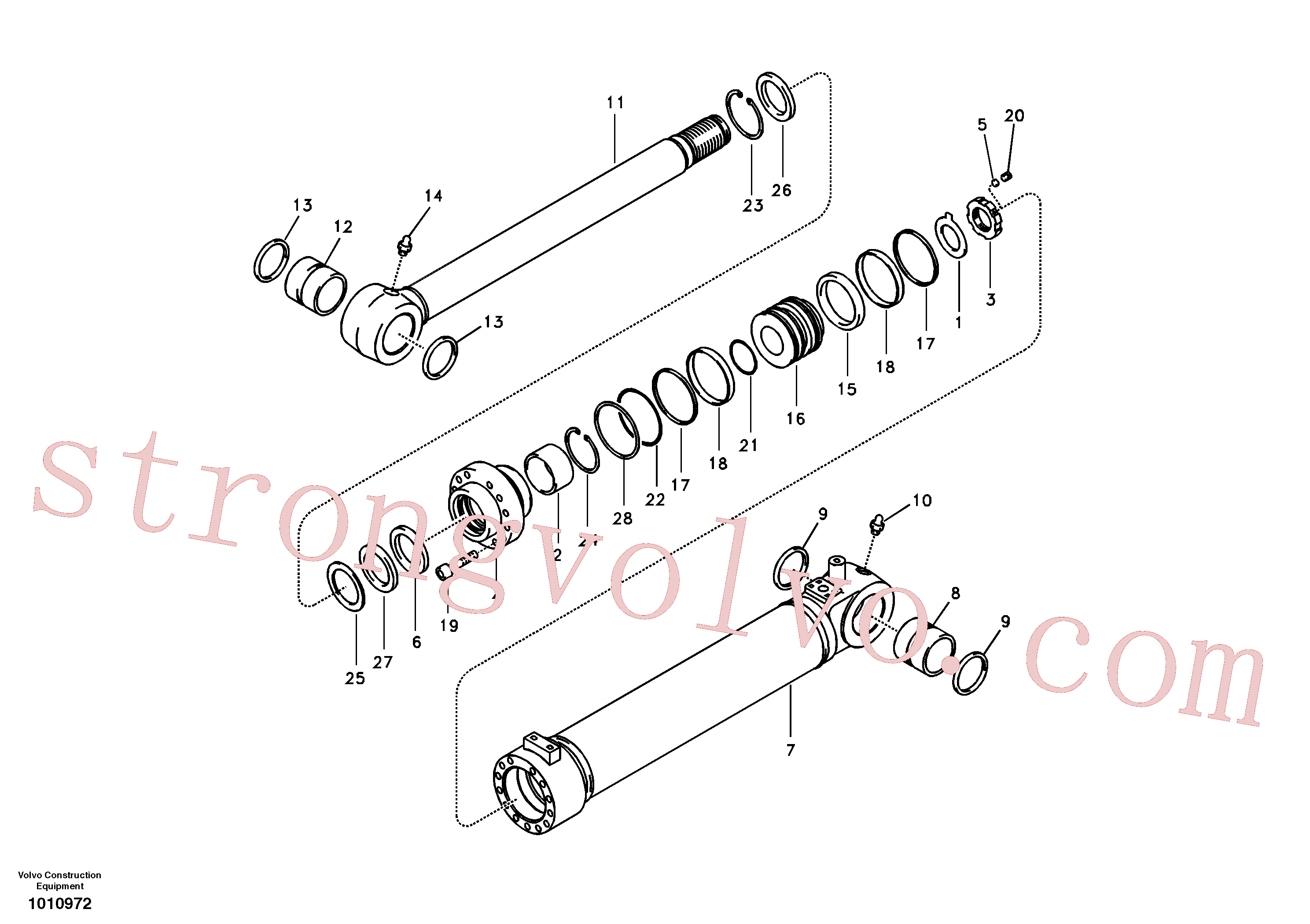 VOE990639 Volvo Cilindro da lâmina niveladora(1010972 Montagem)