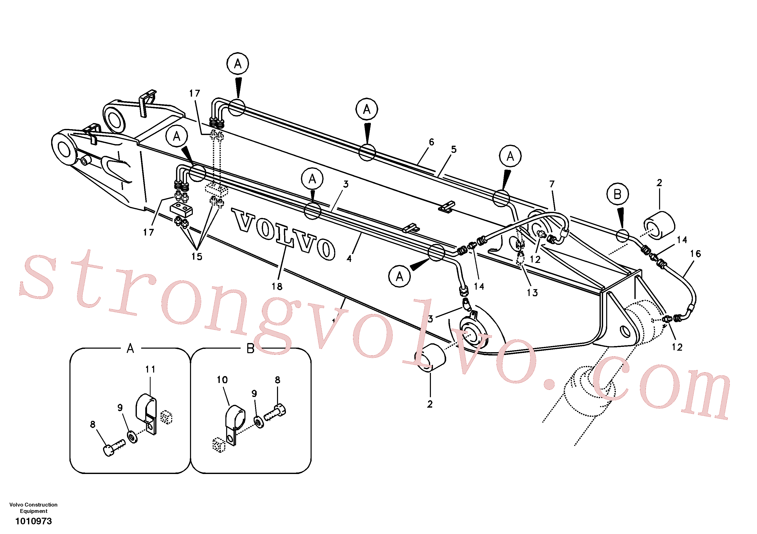 Atacado VOE14525383 Excavator boom Volvo escavadeira