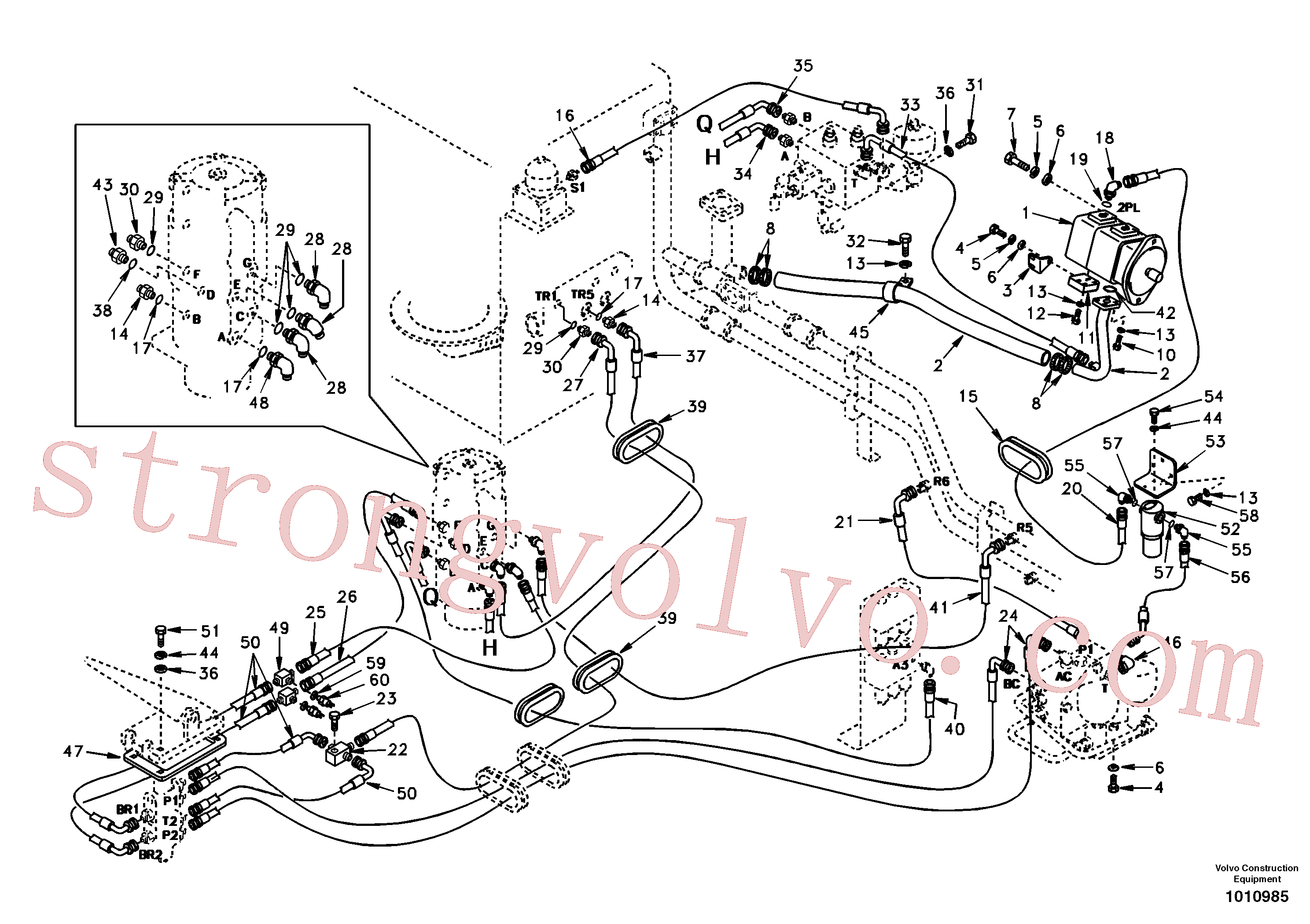 SA9411-90430 Volvo Sistema hidráulico, linha de travão superior(1010985 Montagem)