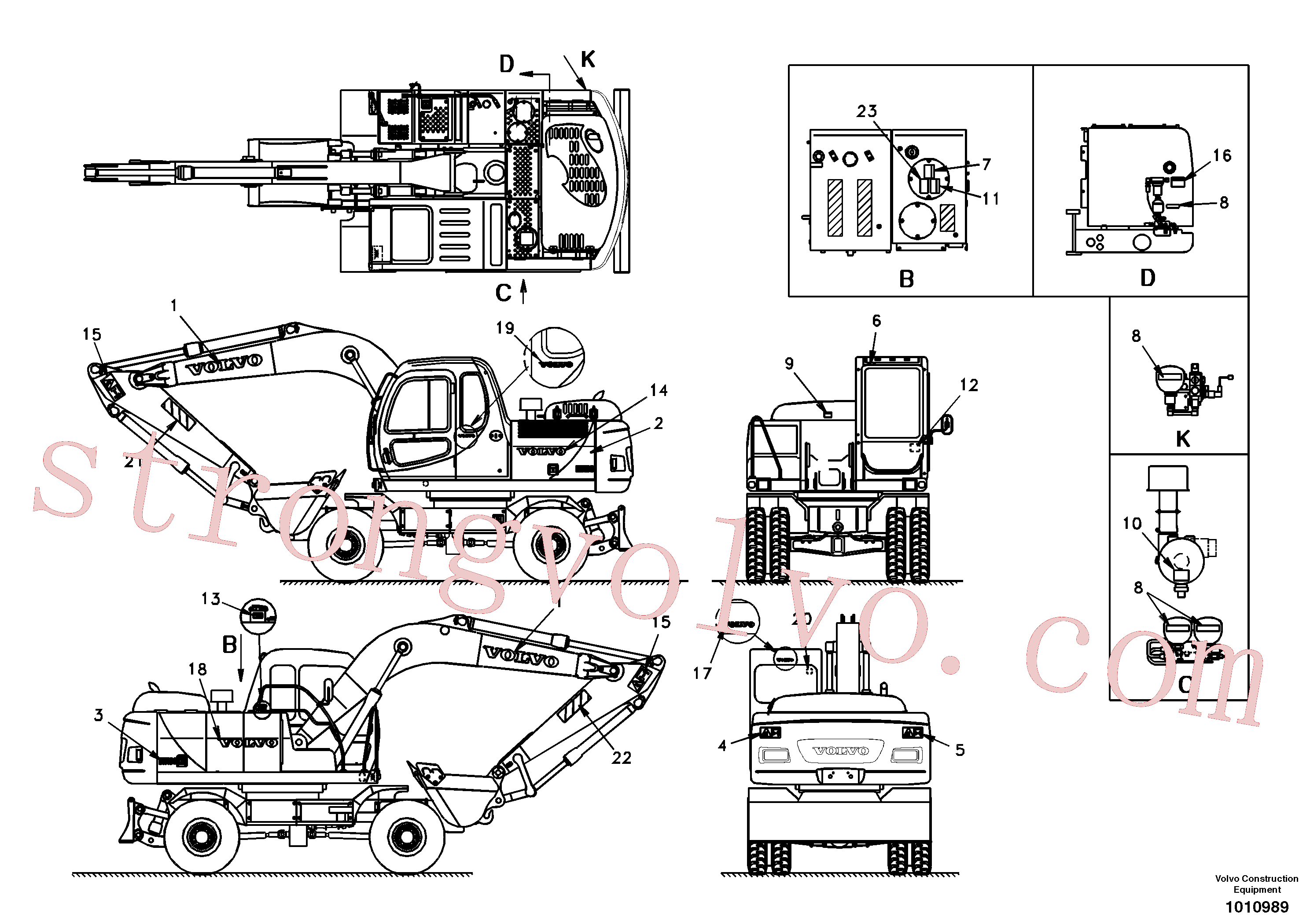 SA1192-04880 Volvo Etiqueta adesiva, localização exterior(1010989 Montagem)