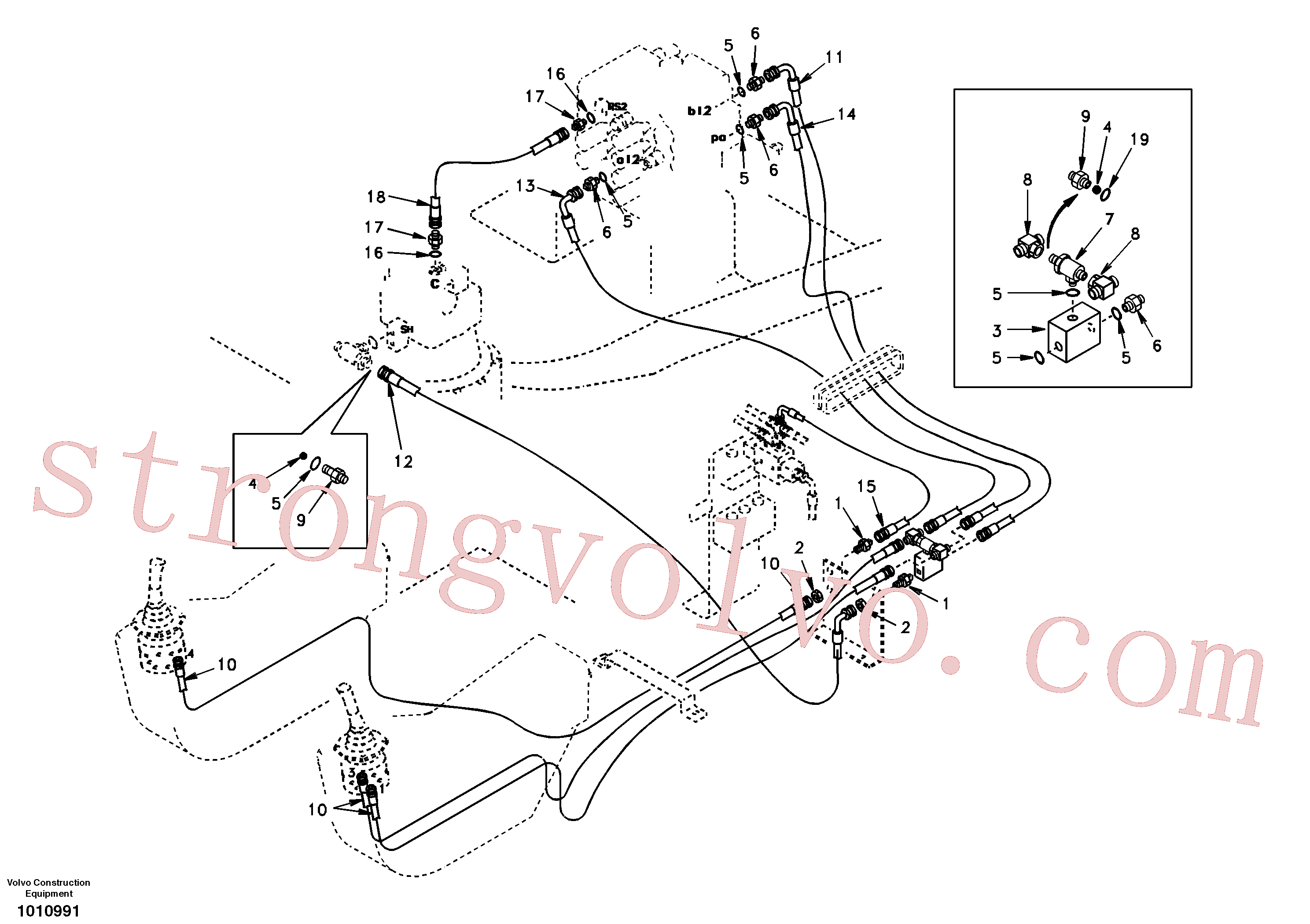 SA1048-13371 Volvo Sistema servomotor, válvula de comando para válvula de comando à distância(1010991 Montagem)