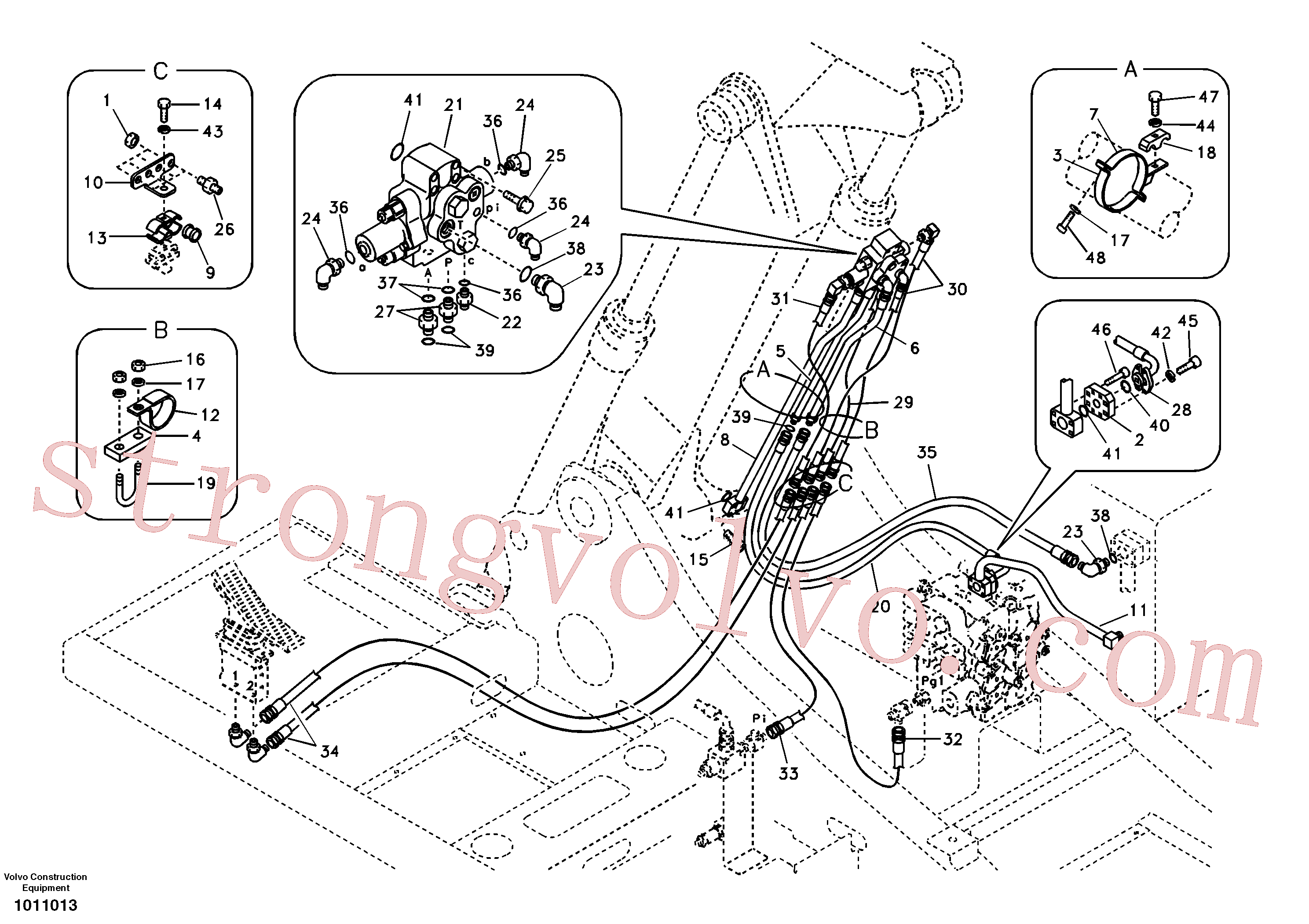 SA9451-05358 Volvo Hidráulica de serviço, cilindro da 2ª lança em lança ajustável(1011013 Montagem)