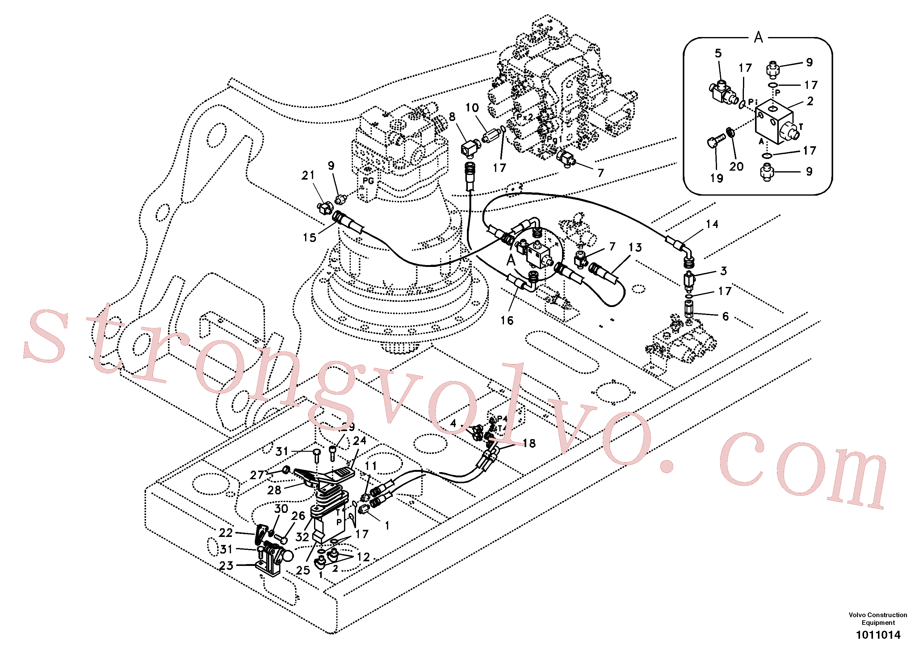 SA9411-94680 Volvo Hidráulica de serviço, lança ajustável para topo(1011014 Montagem)
