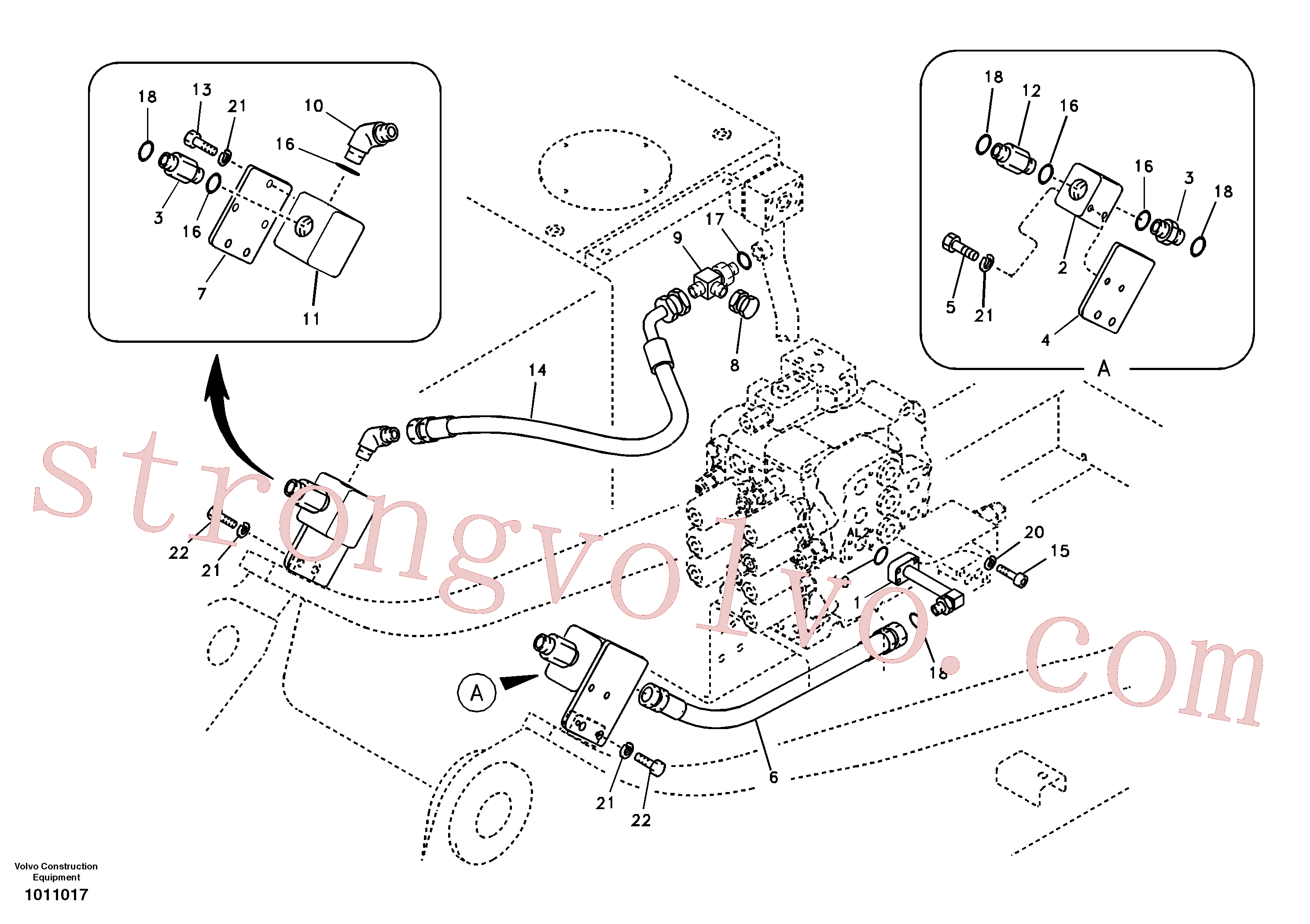 VOE14880282 Volvo Hidráulica de serviço, martelo e cortador para topo(1011017 Montagem)