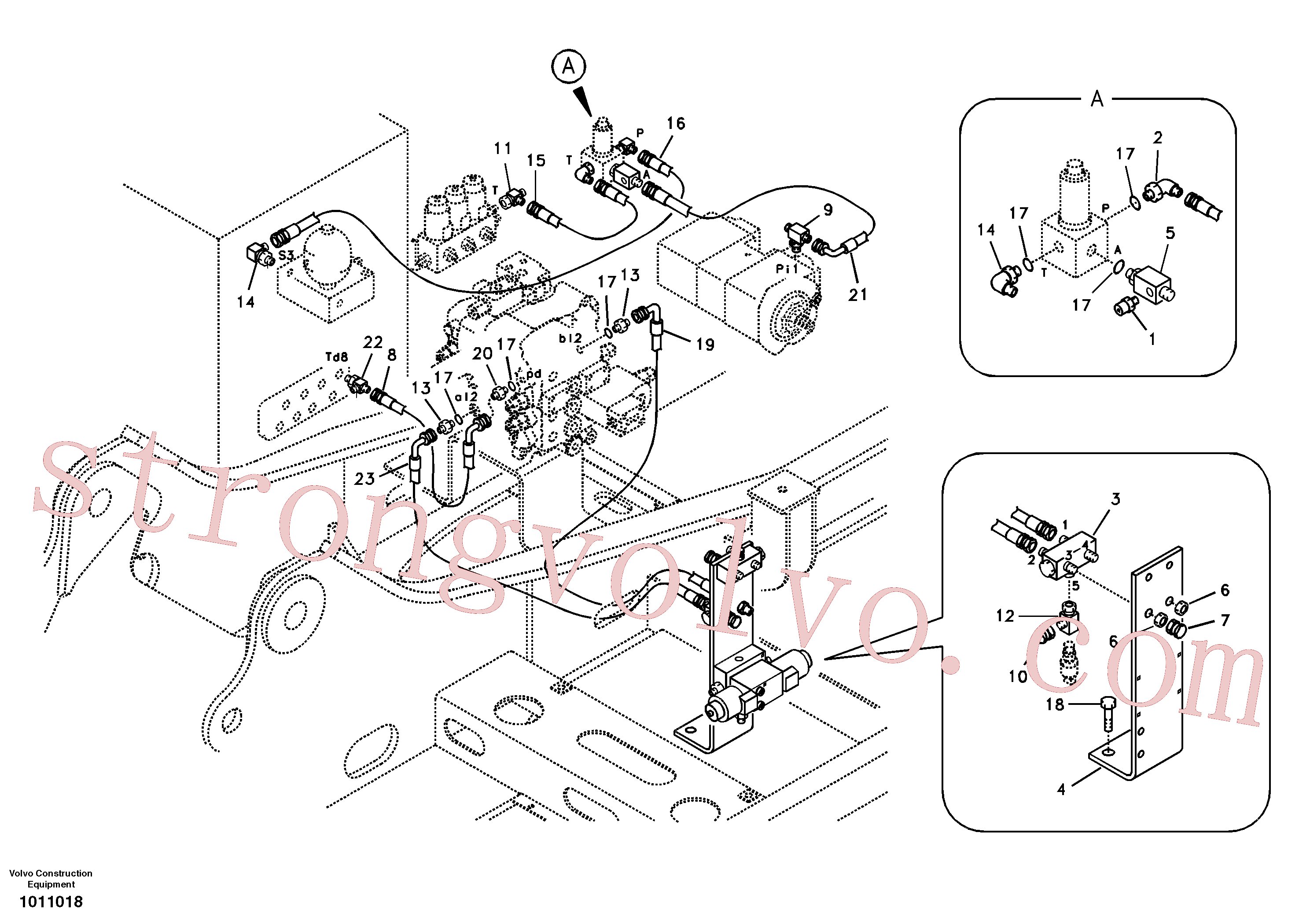 SA9411-93390 Volvo Hidráulica de serviço, martelo e cortador para fluxo da bomba principal(1011018 Montagem)