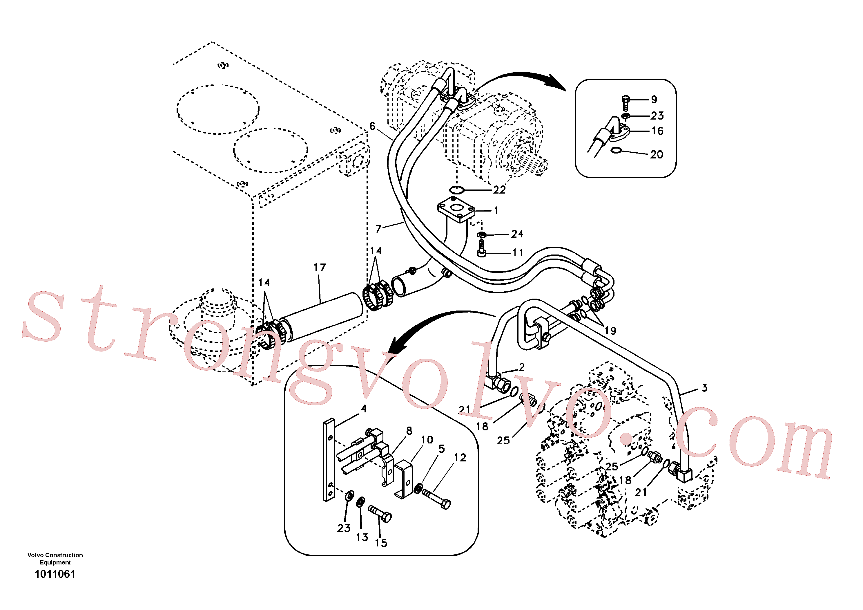 VOE14881379 Volvo Sistema hidráulico, tanque hidráulico para a bomba hidráulica(1011061 Montagem)