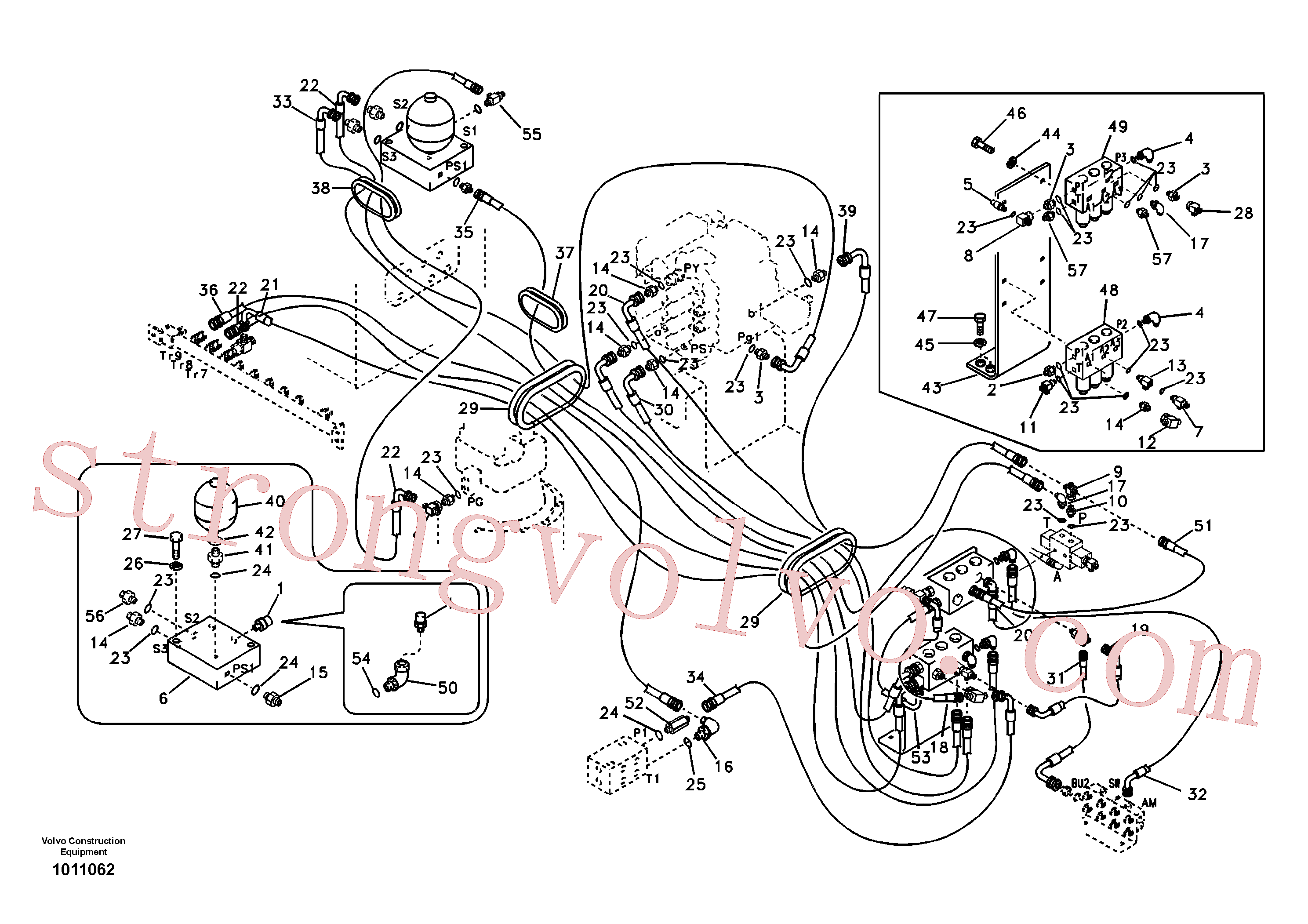 SA9453-02204 Volvo Servo-sistema, válvula de controlo para válvula solenóide e motor de rotação.(1011062 Montagem)