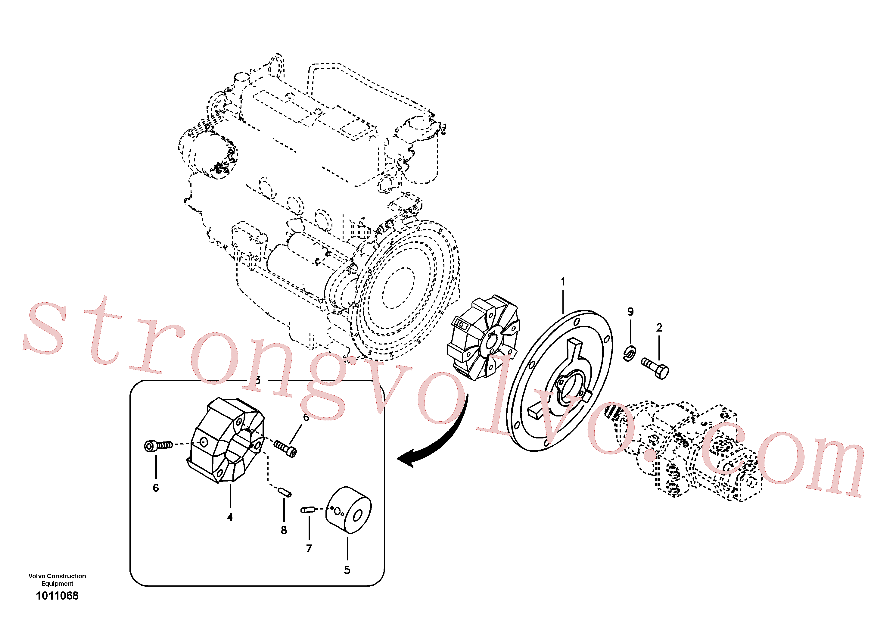 VOE14522414 Volvo Caixa de engrenagens da bomba com peças de montagem(1011068 Montagem)