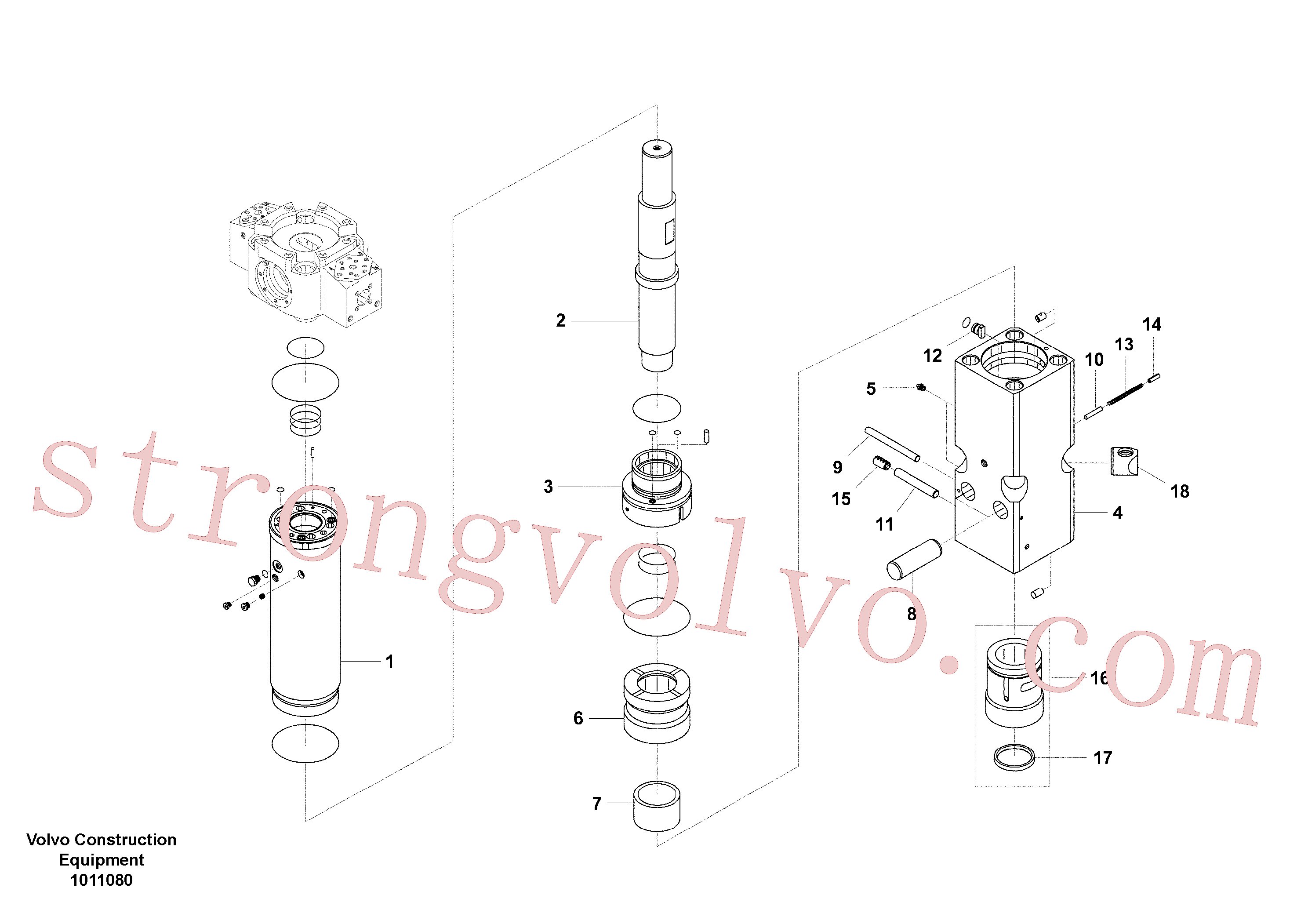 VOE14534687 Volvo Martelo hidráulico, alojamento do acumulador(1011080 Montagem)