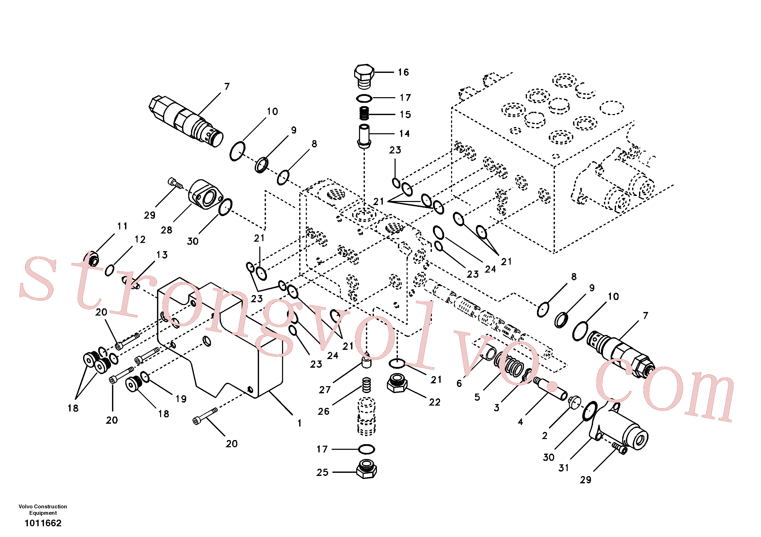 VOE968564 Volvo Válvula mestra de comando(1011662 Montagem)