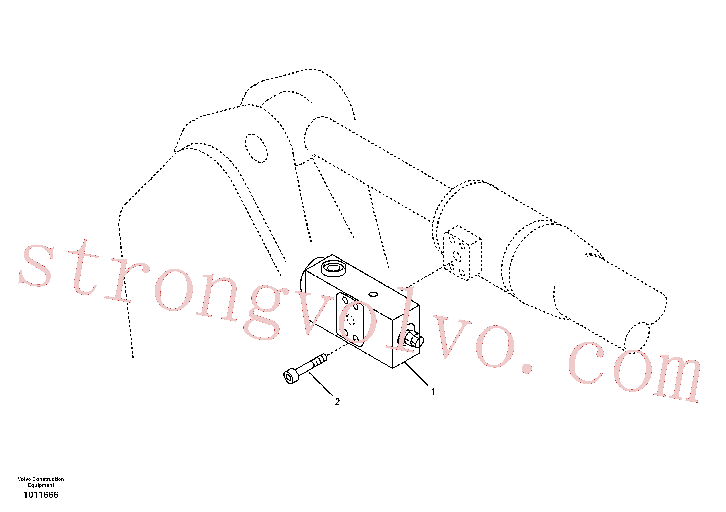 VOE14523766 Volvo Hidráulico de serviço, suporte da válvula de ruptura do braço de afundamento.(1011666 Montagem)