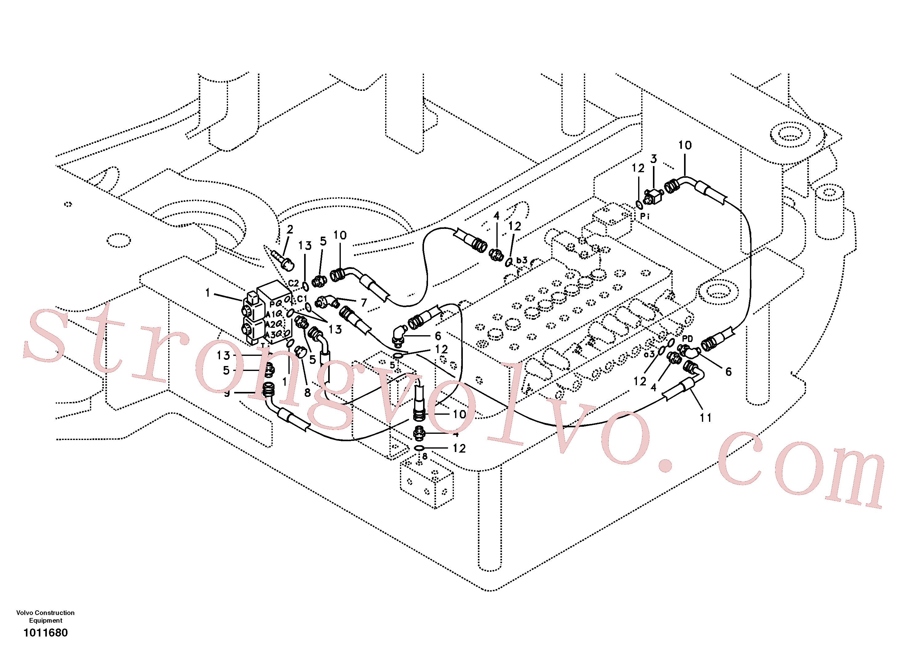 VOE11801755 Volvo Sistema servomotor, martelo e corte(1011680 Montagem)