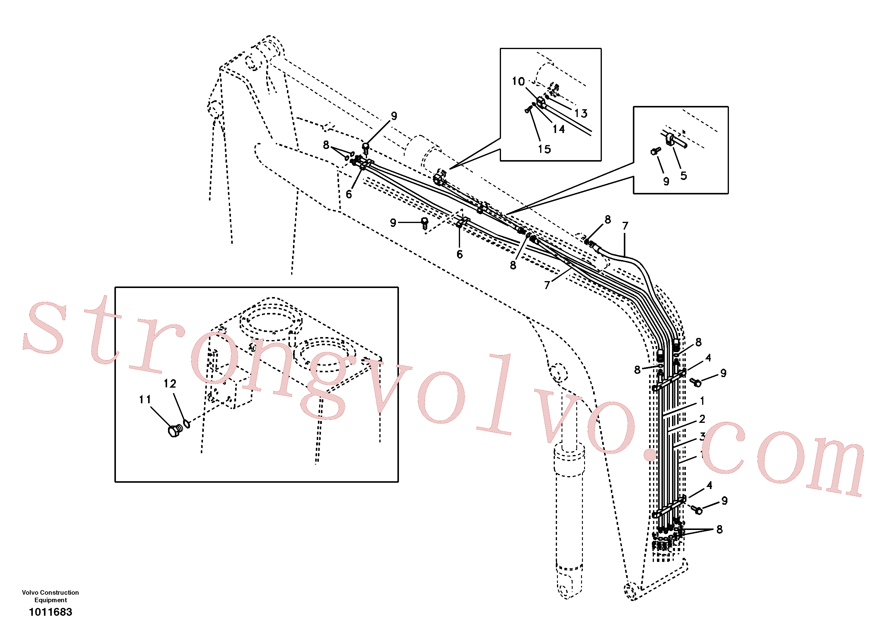 VOE14519076 Volvo Hidráulica de serviço, cilindro do braço de afundamento na lança.(1011683 Montagem)