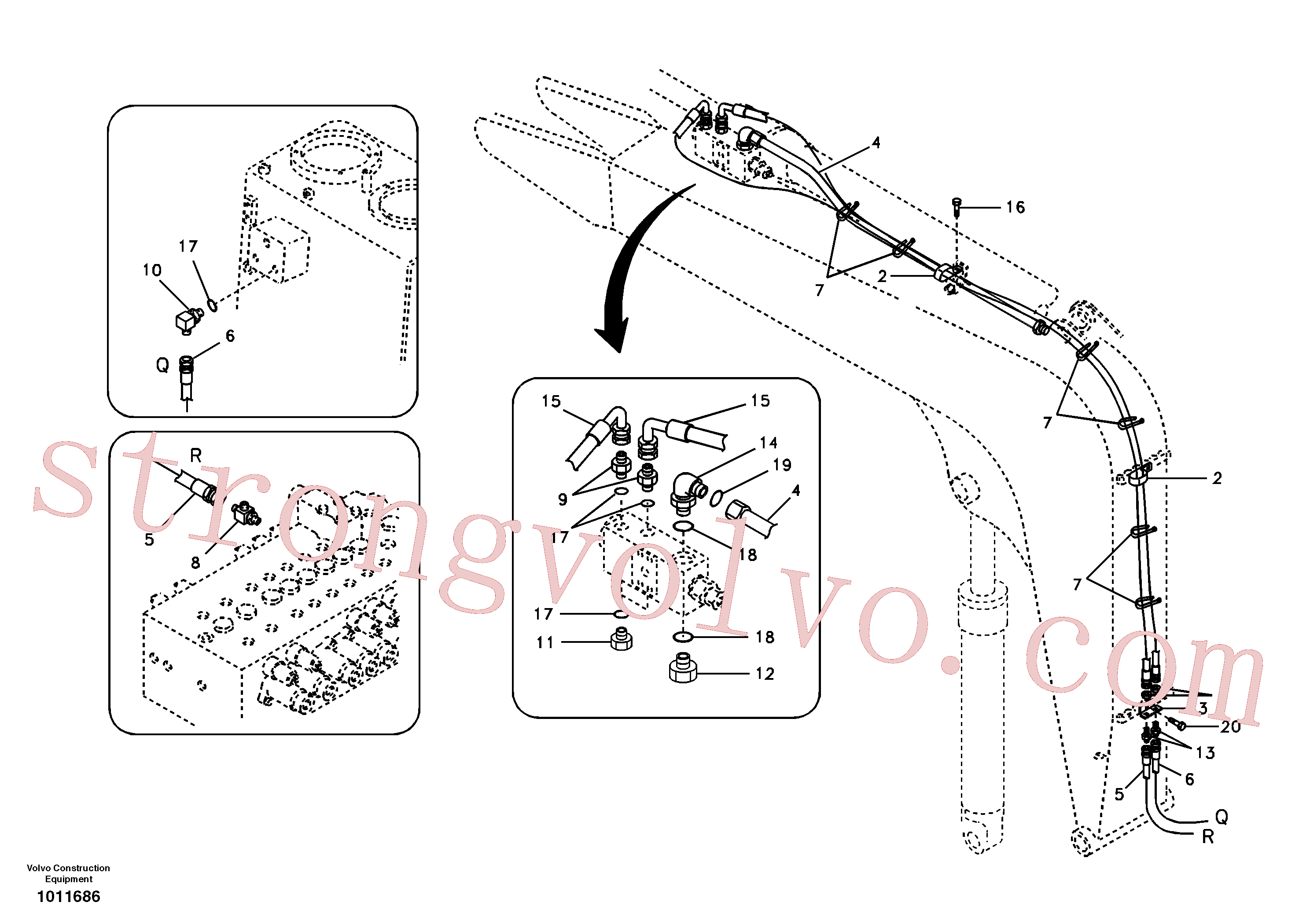 VOE14512609 Volvo Hidráulica de serviço, ruptura do braço de afundamento(1011686 Montagem)