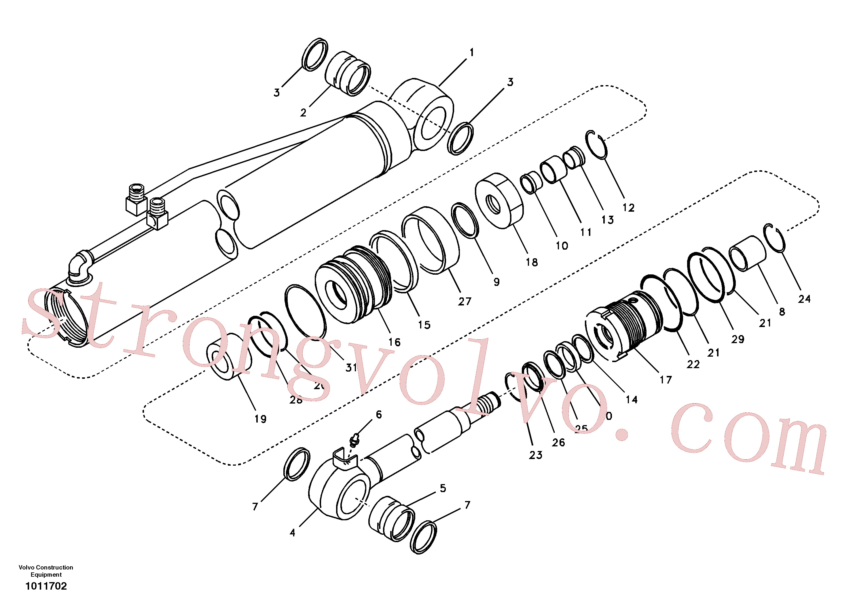 VOE14519360 Volvo Cilindro de rotação da lança(1011702 Montagem)