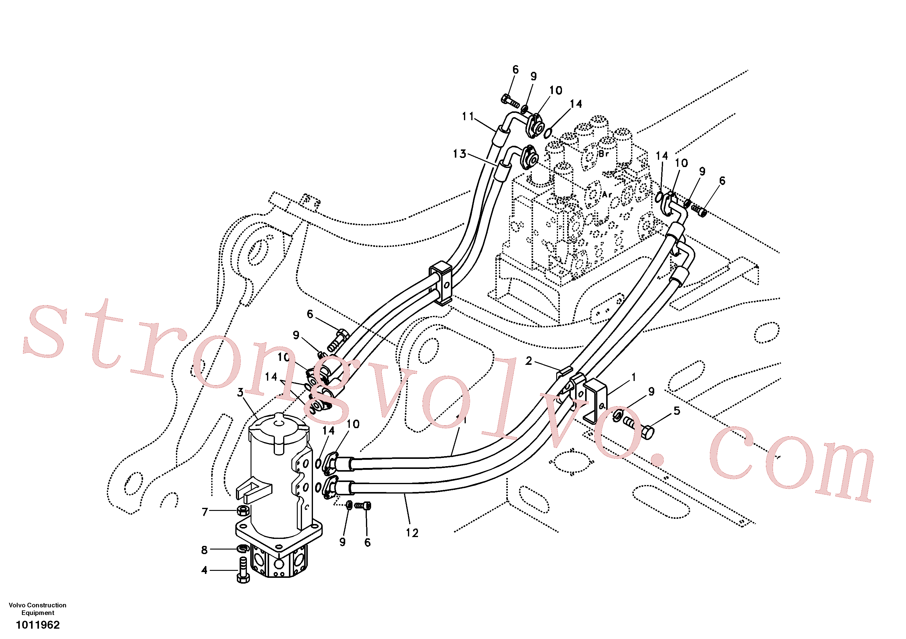 VOE983317 Volvo Linha da rótula, válvula de comando à rótula(1011962 Montagem)