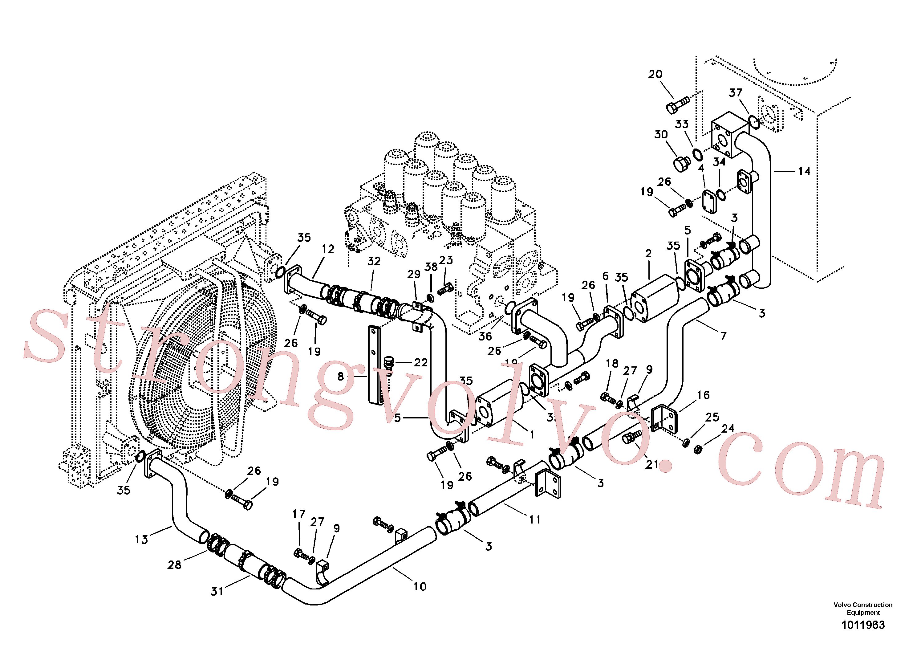 SA1042-10190 Volvo Sistema hidráulico, tanque hidráulico para o refrigerador de óleo hidráulico(1011963 Montagem)