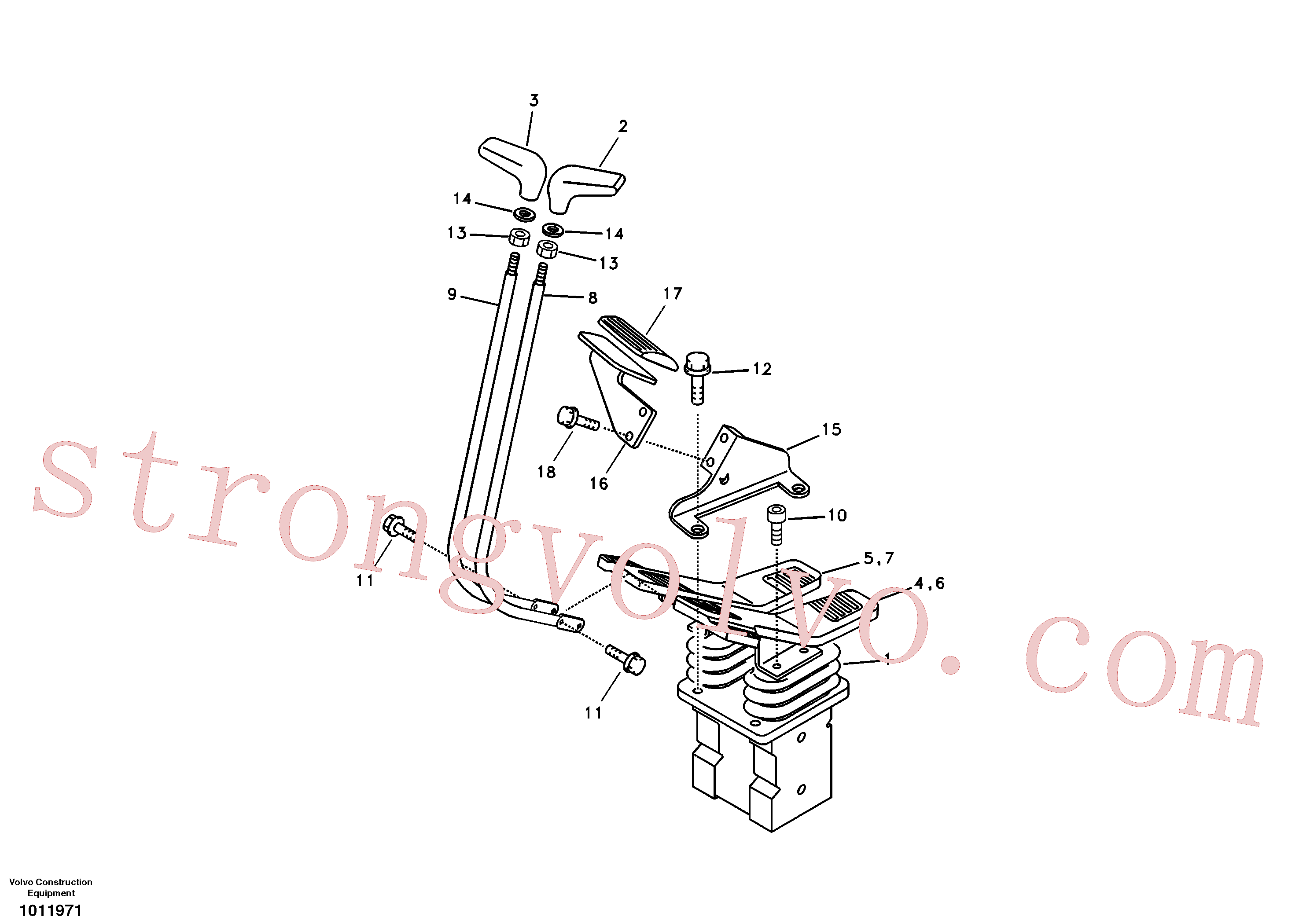 VOE14523006 Volvo Pedal da válvula de comando à distância com acessórios(1011971 Montagem)