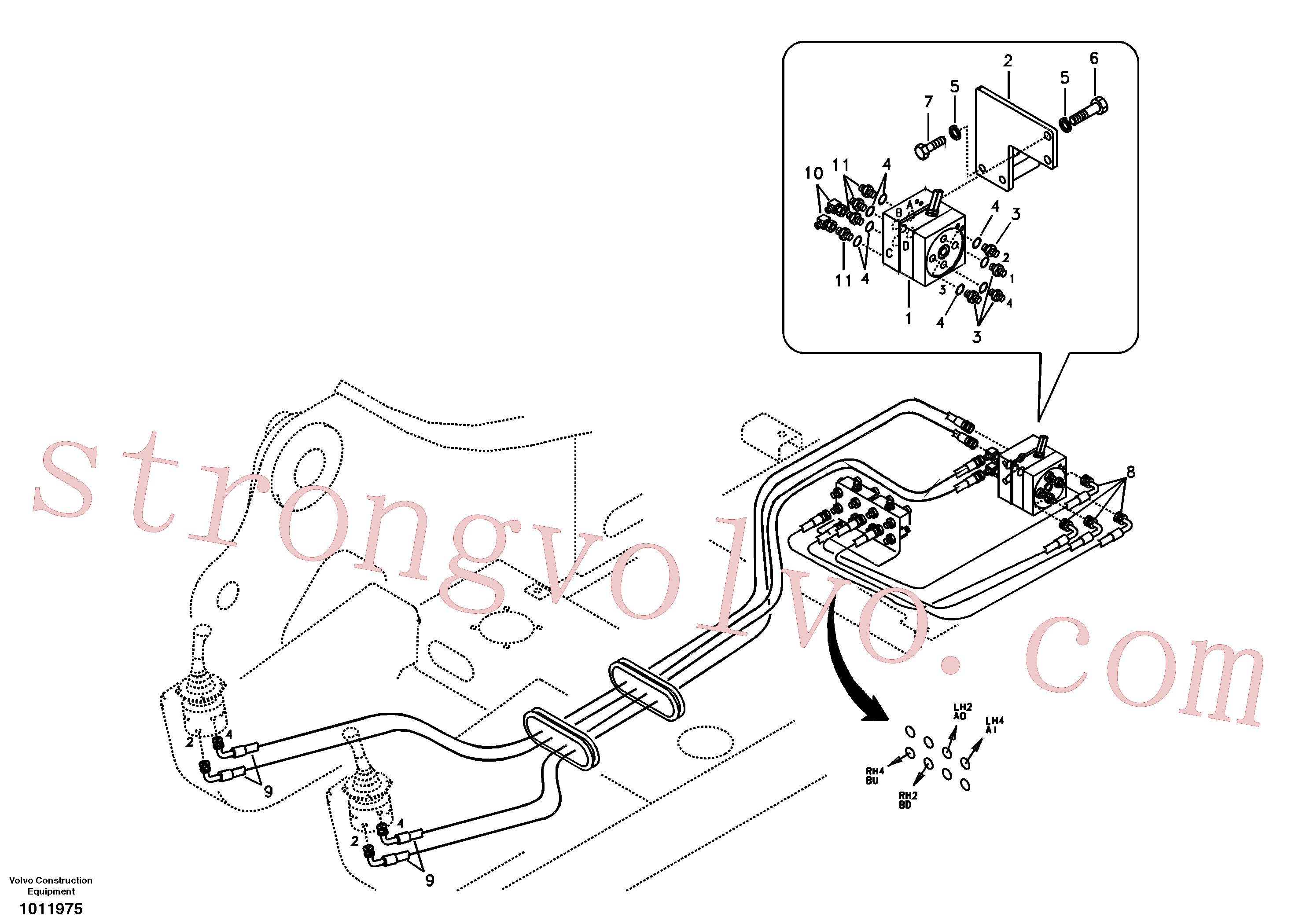 VOE14516334 Volvo Sistema servomotor, mudança da função da alavanca(1011975 Montagem)