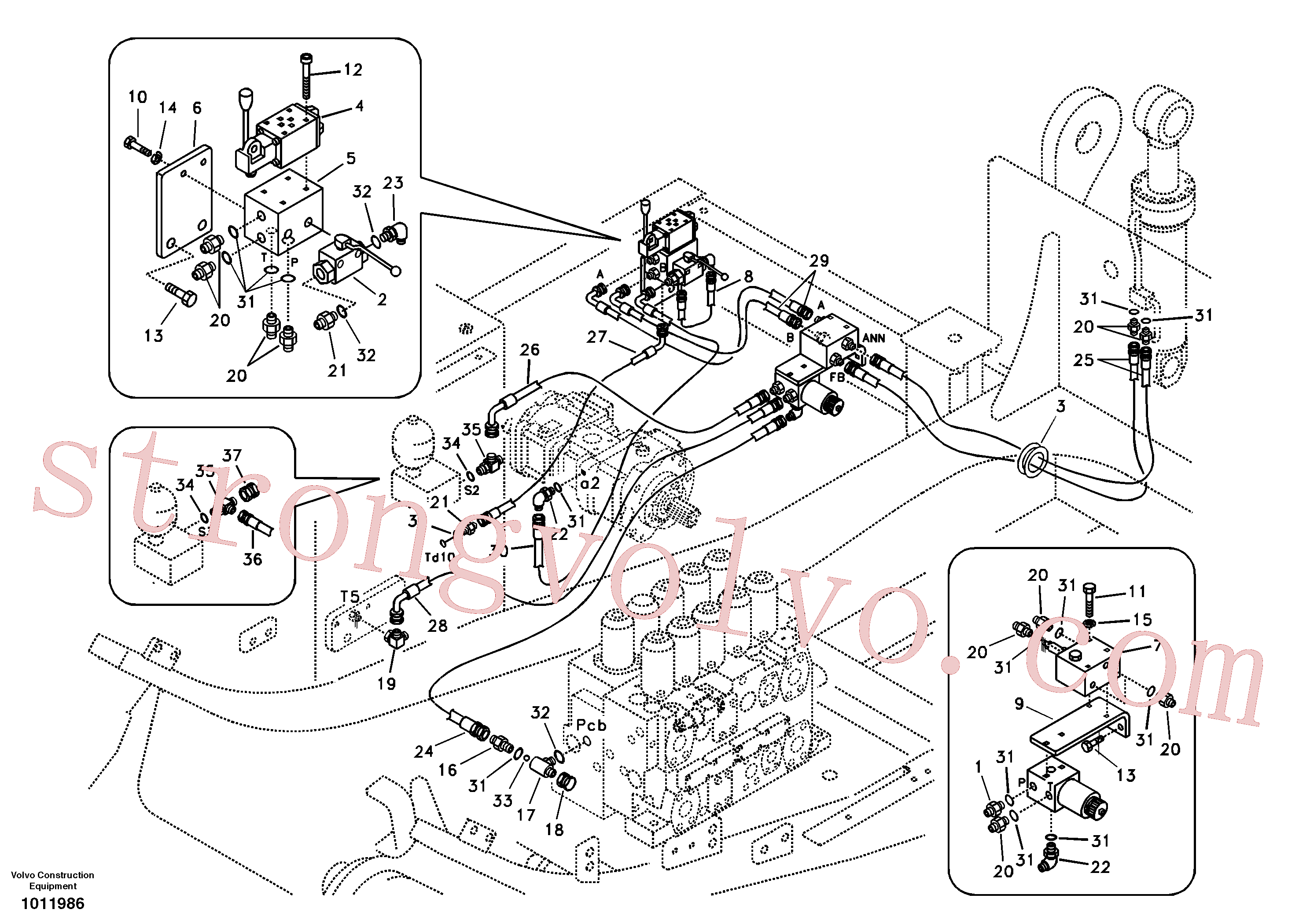 SA9411-93022 Volvo Sistema hidráulico de trabalho, remoção de contrapeso.(1011986 Montagem)