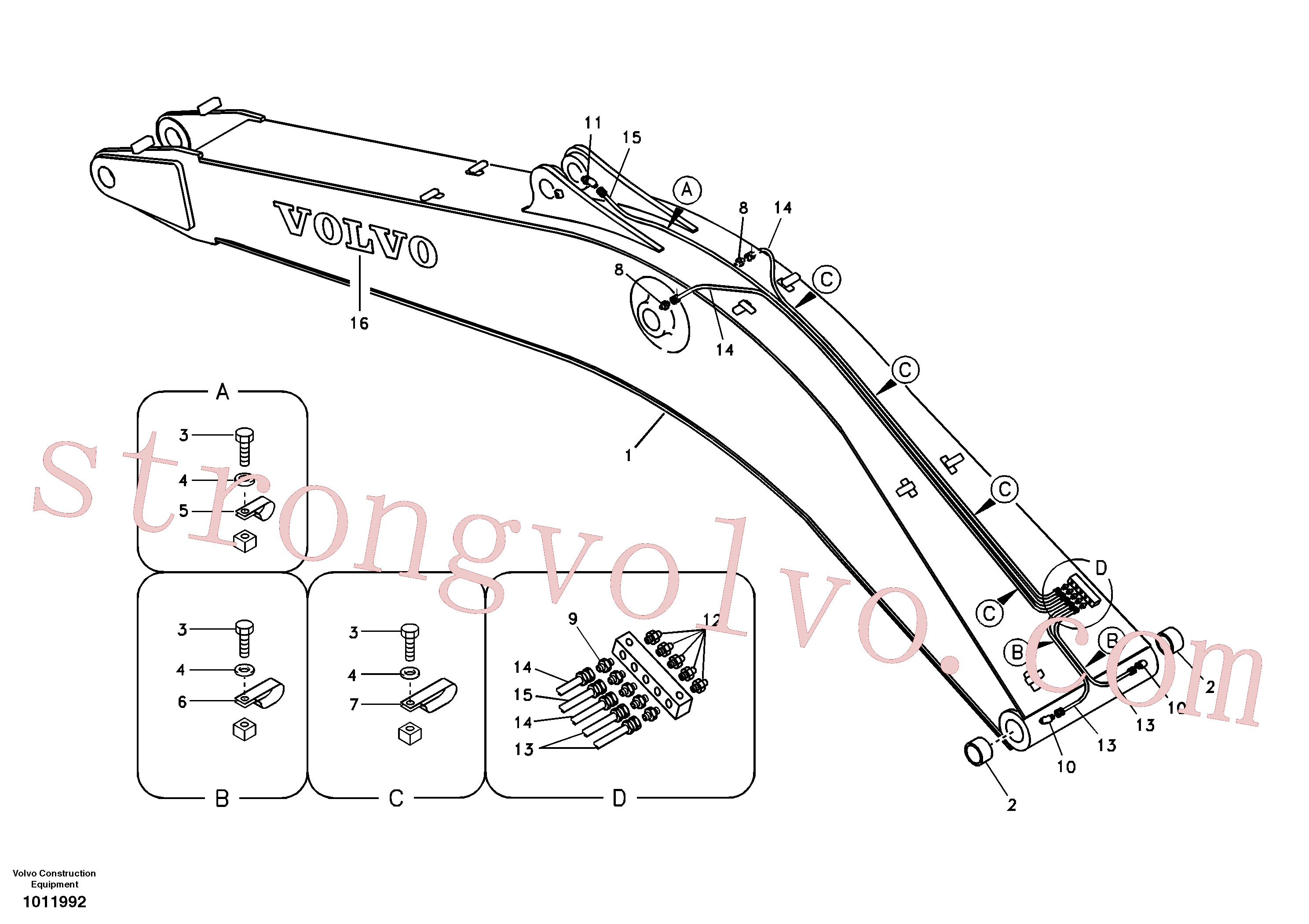 SA9414-43020 Volvo Tubagem e lubrificação com massa da lança(1011992 Montagem)