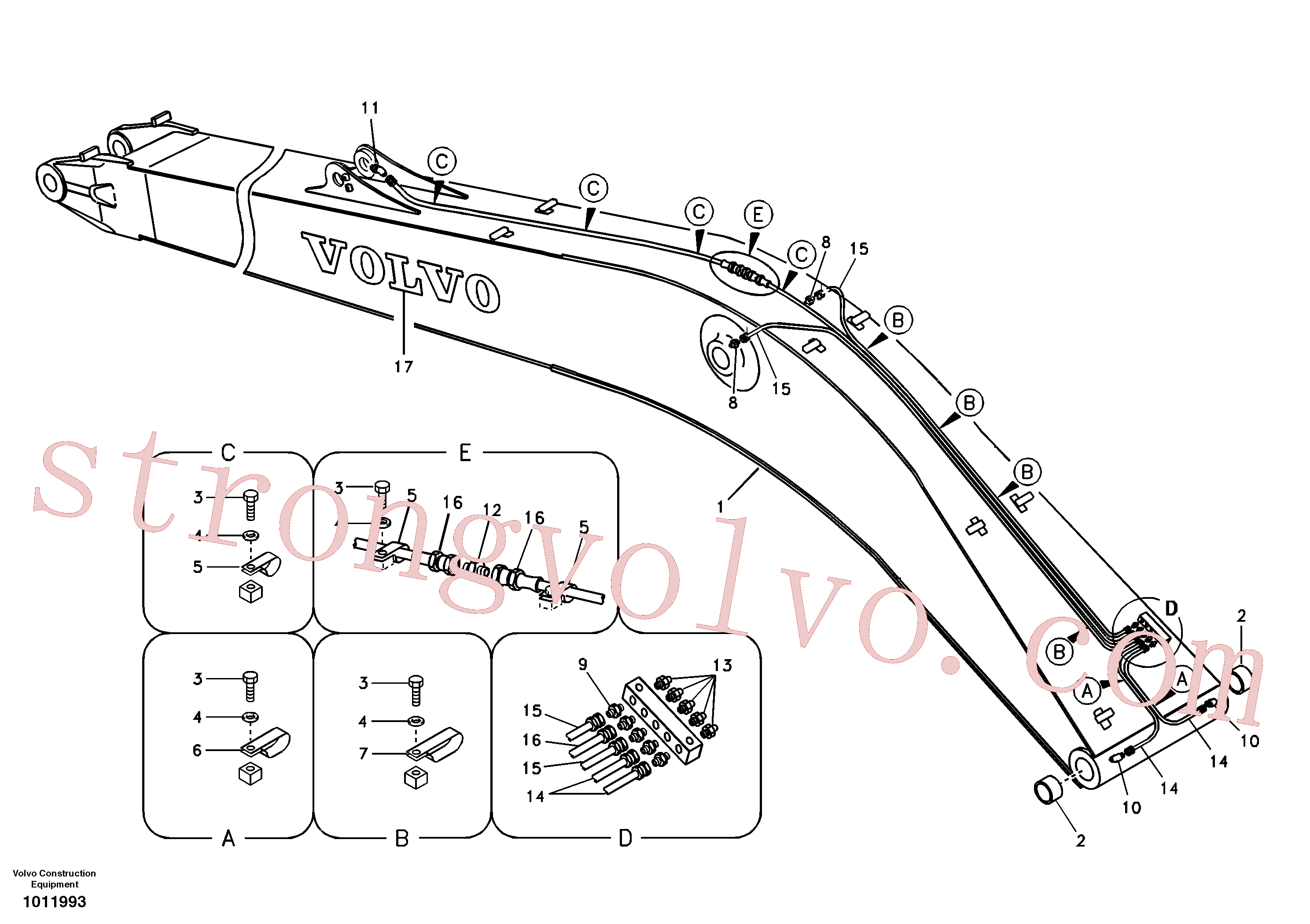 SA9482-02165 Volvo Tubagem de lubrificação com massa e lança, longo alcance(1011993 Montagem)