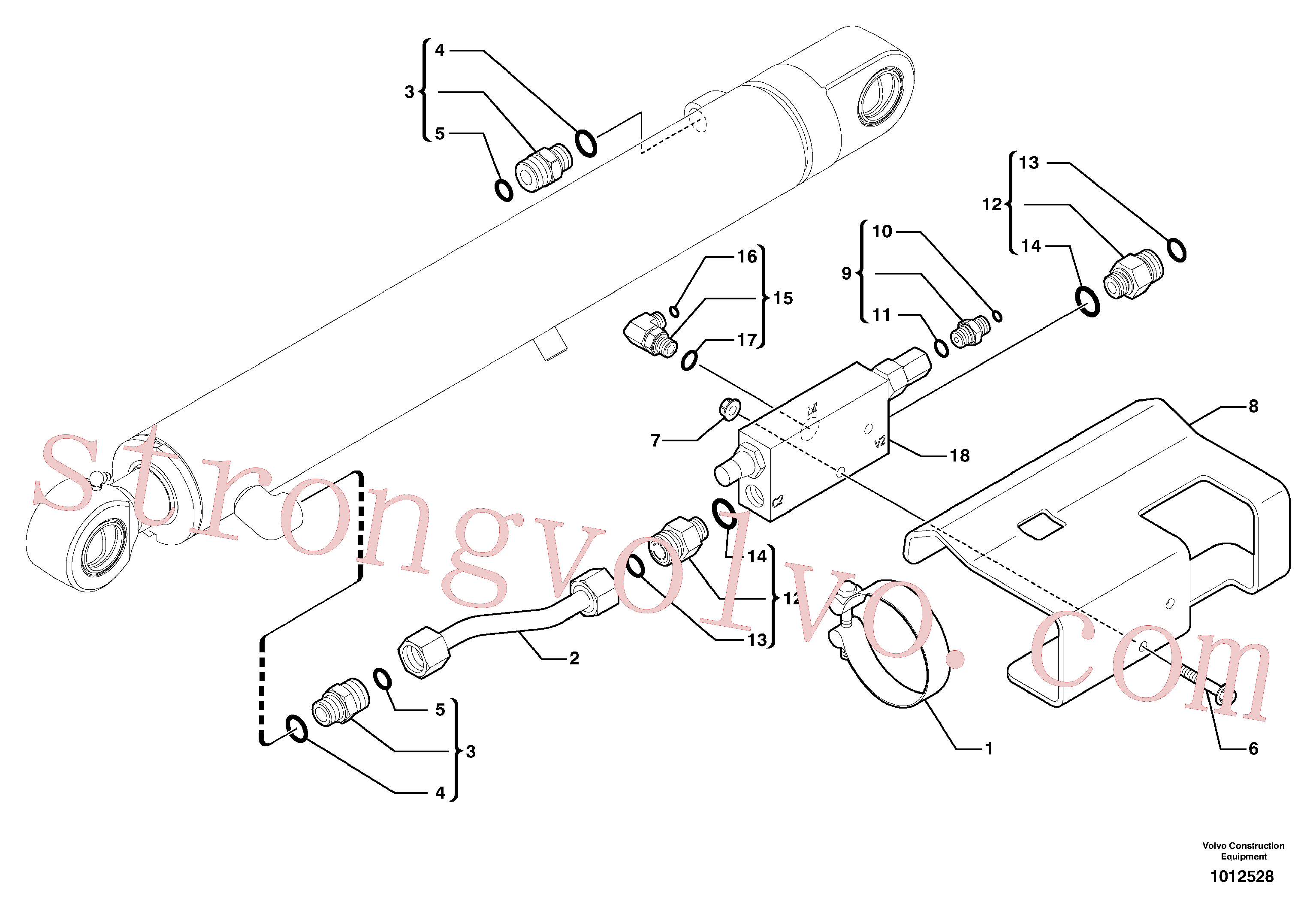 VOE11803639 Volvo Válvula de segurança (cilindro do braço de afundamento)(1012528 Montagem)