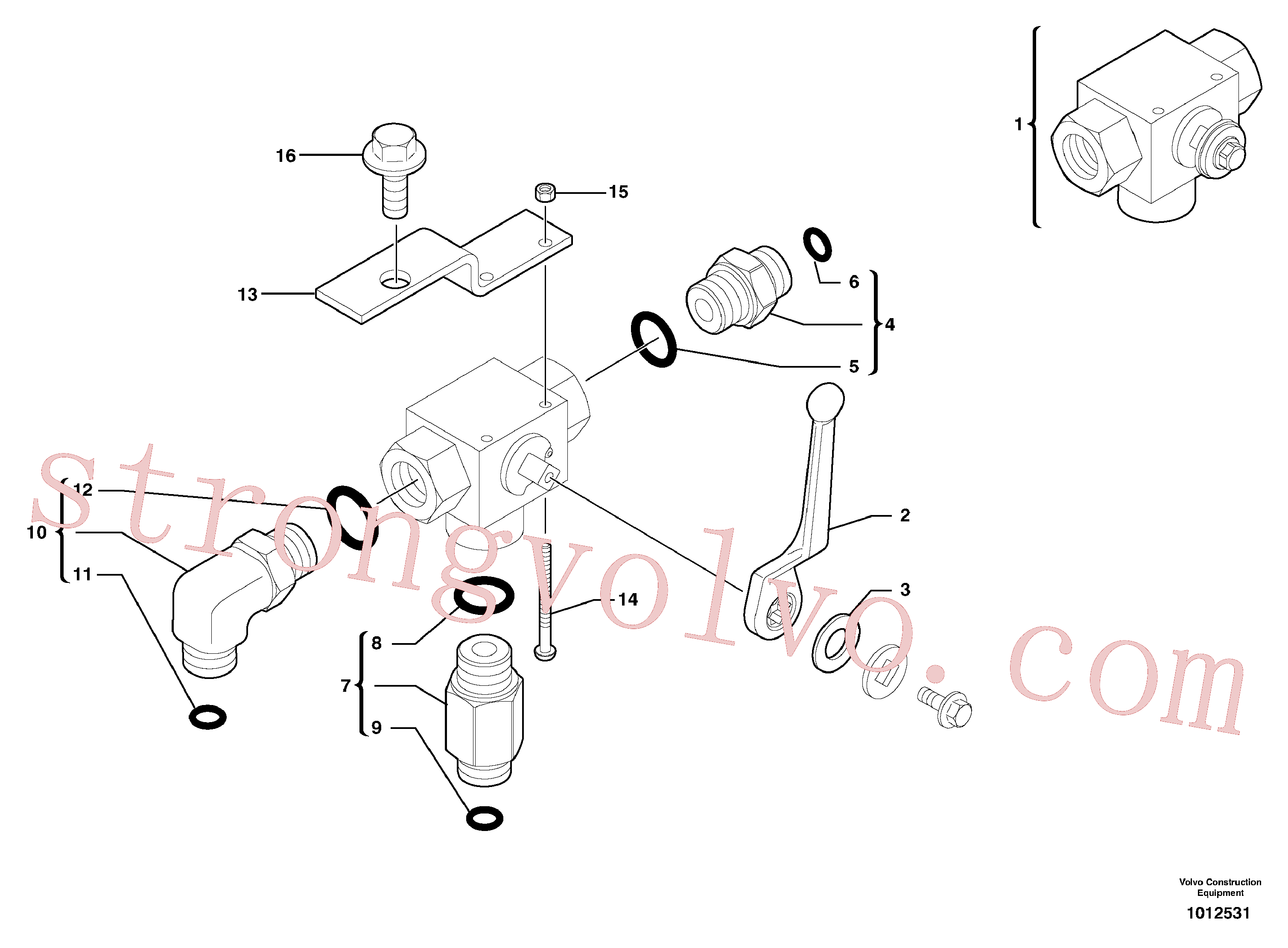 VOE13933870 Volvo Válvula de três vias(1012531 Montagem)