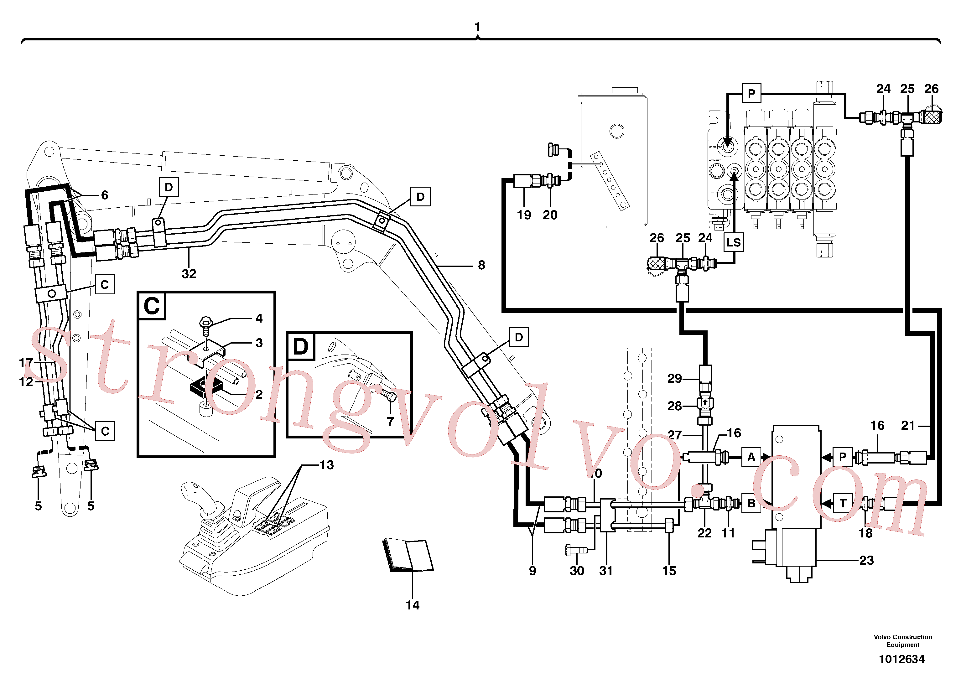 PJ5400607 Volvo Circuito hidráulico (engate rápido/dupla acção)(1012634 Montagem)