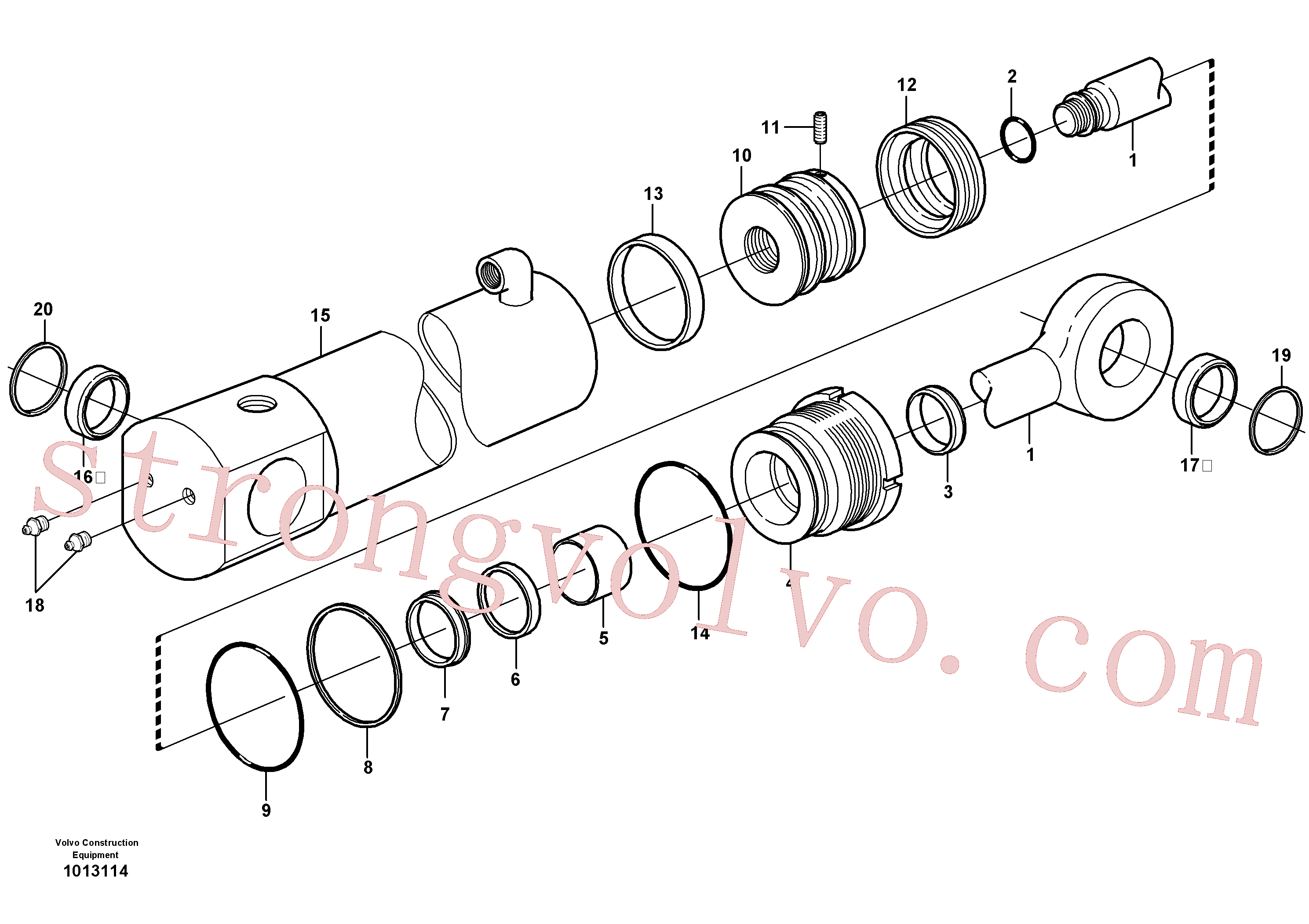 VOE11883675 Volvo Cilindro hidráulico, rotação(1013114 Montagem)