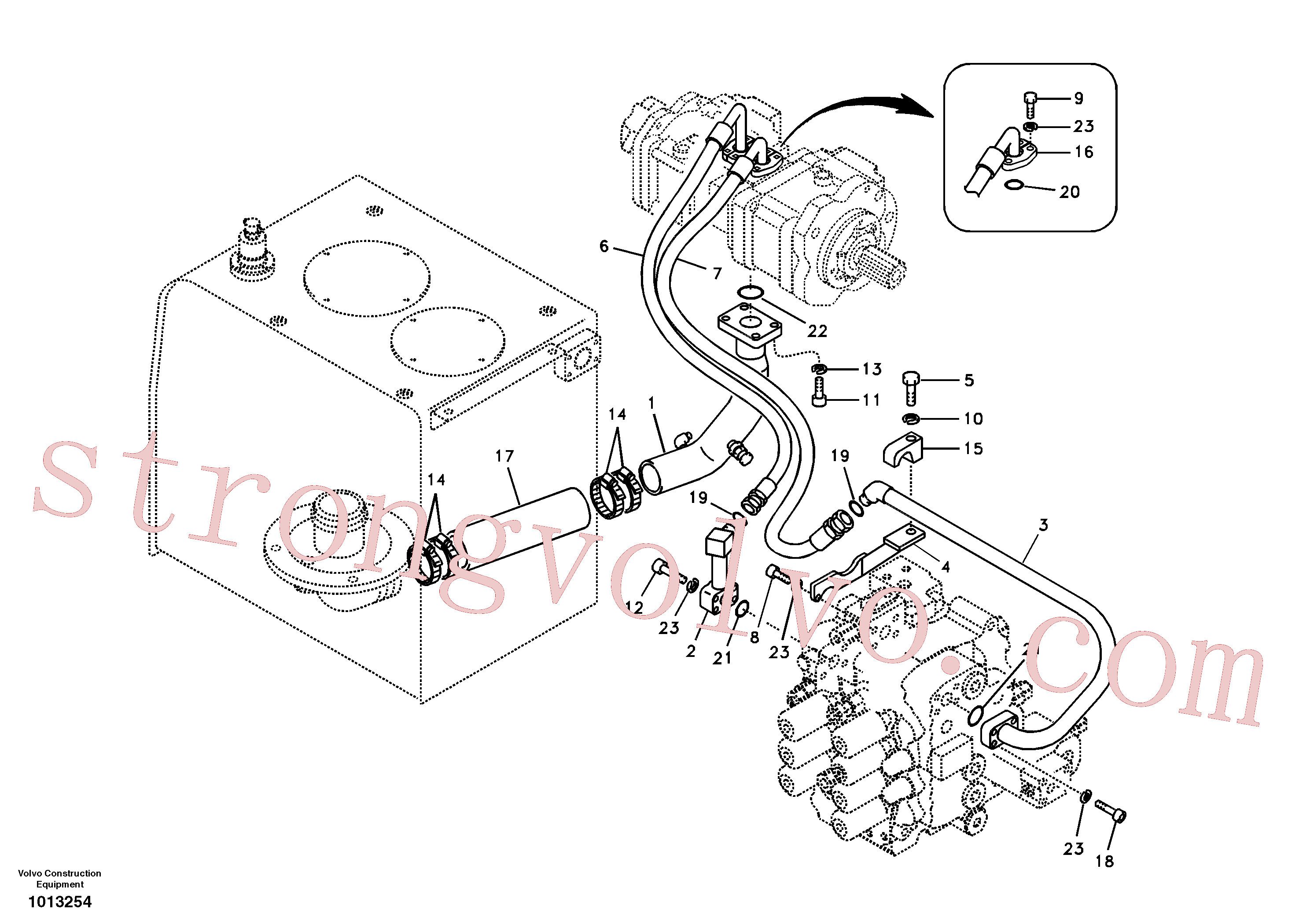 VOE14881389 Volvo Sistema hidráulico, tanque hidráulico para a bomba hidráulica(1013254 Montagem)