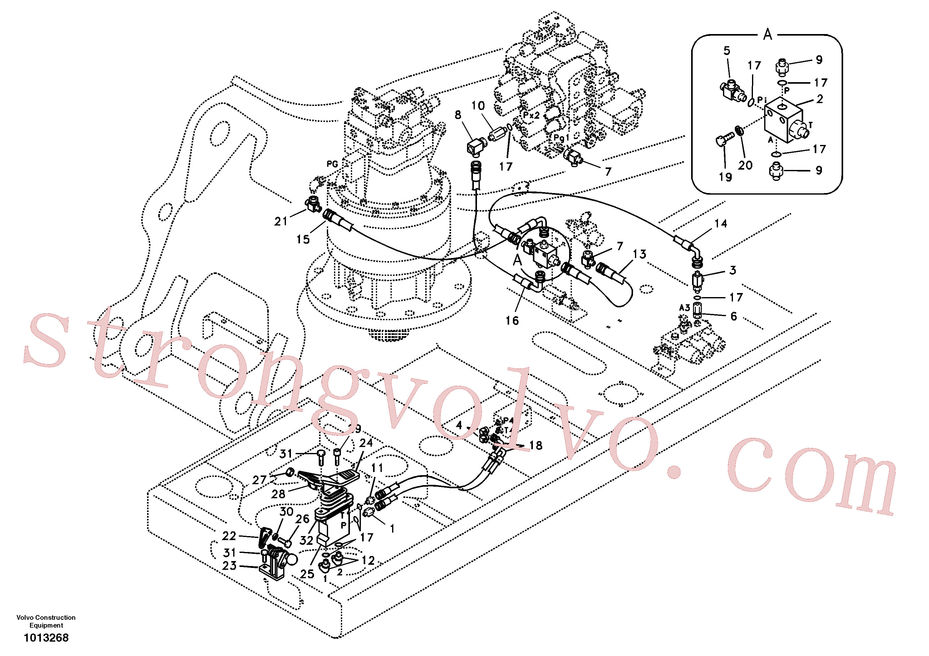 SA9411-94680 Volvo Hidráulica de serviço, lança ajustável para topo(1013268 Montagem)