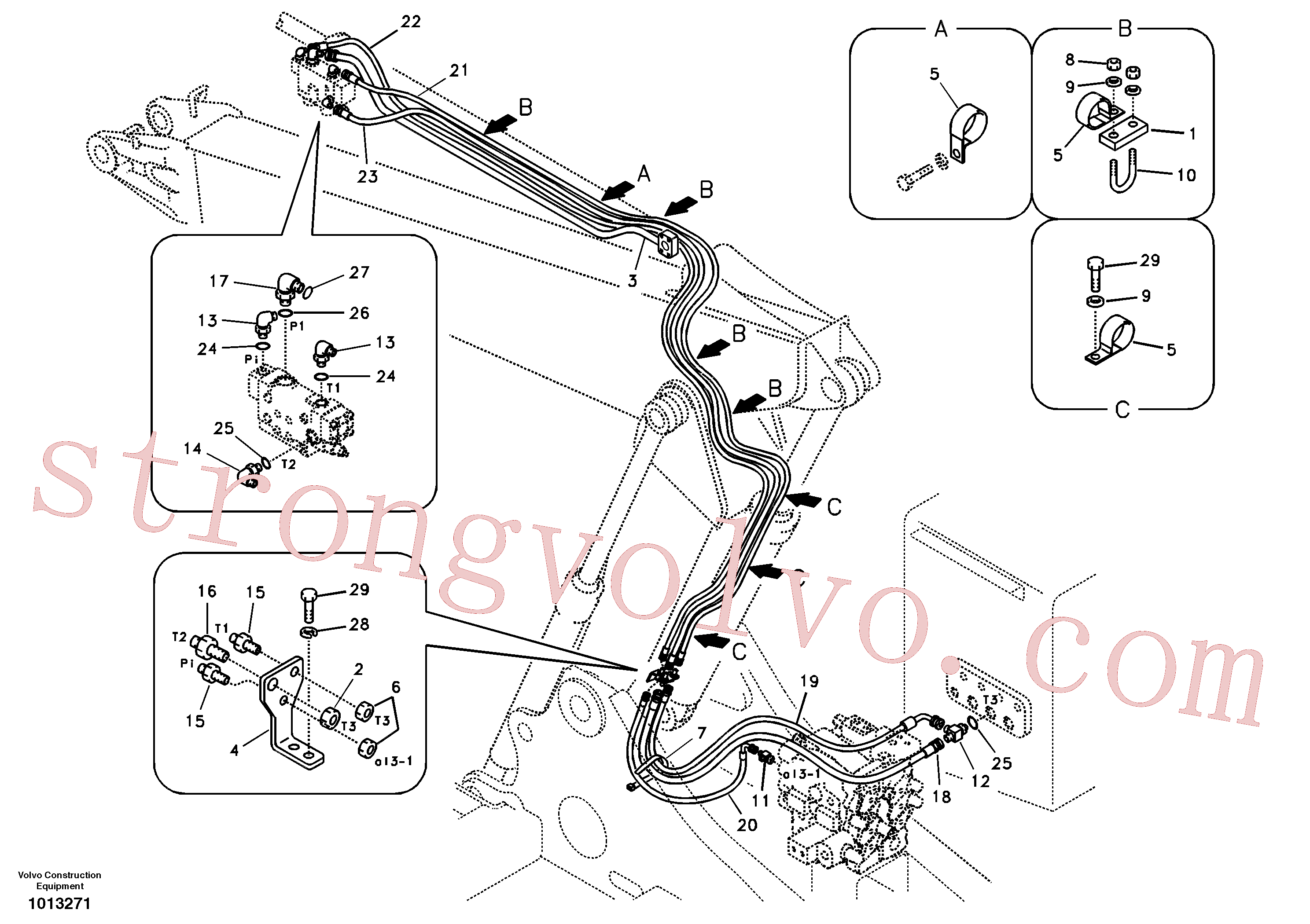 SA9453-03642 Volvo Hidráulica de serviço, ruptura do braço de afundamento para lança ajustável(1013271 Montagem)