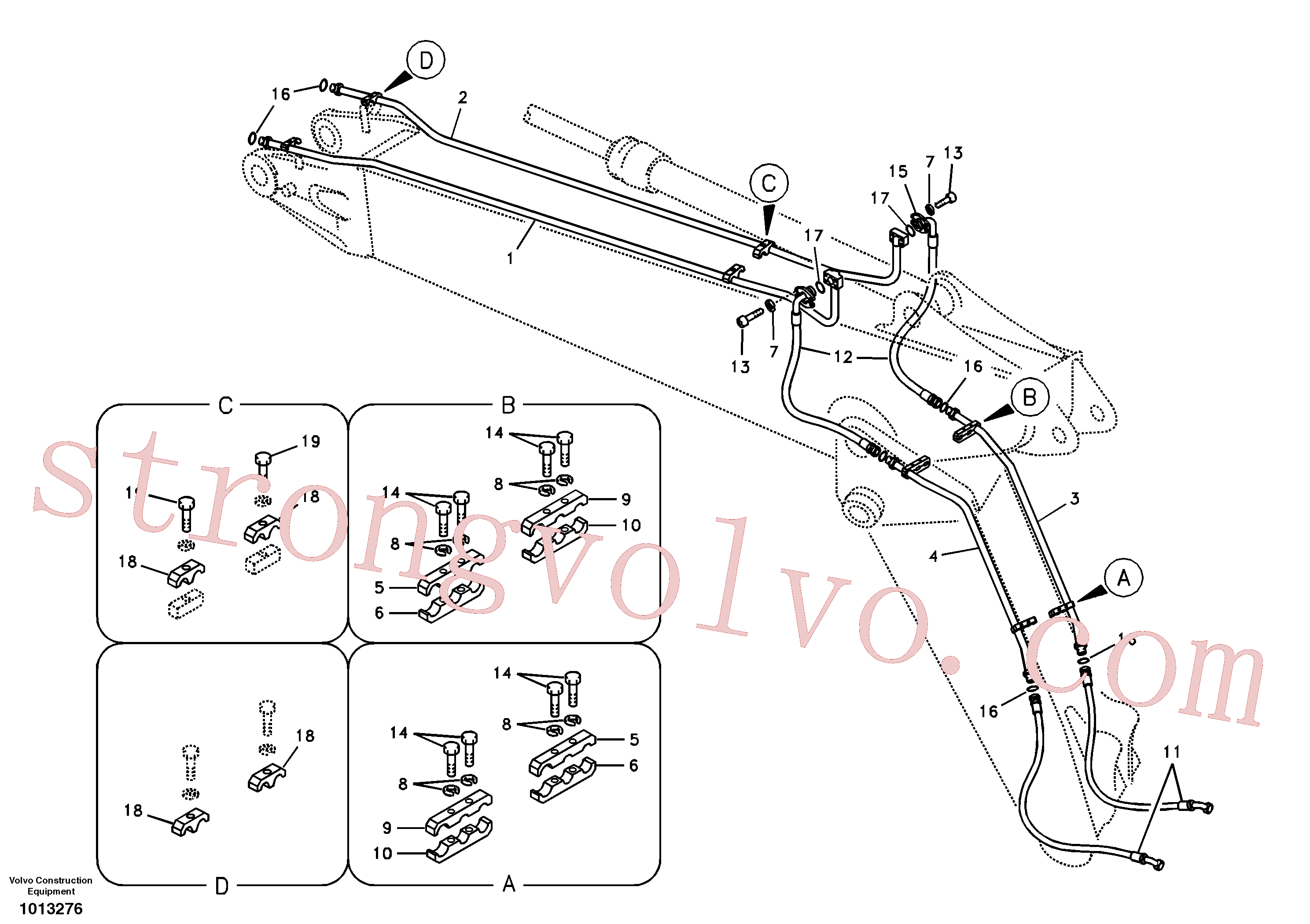 SA9406-06623 Volvo Hidráulica de serviço, martelo e cortador para lança ajustável(1013276 Montagem)