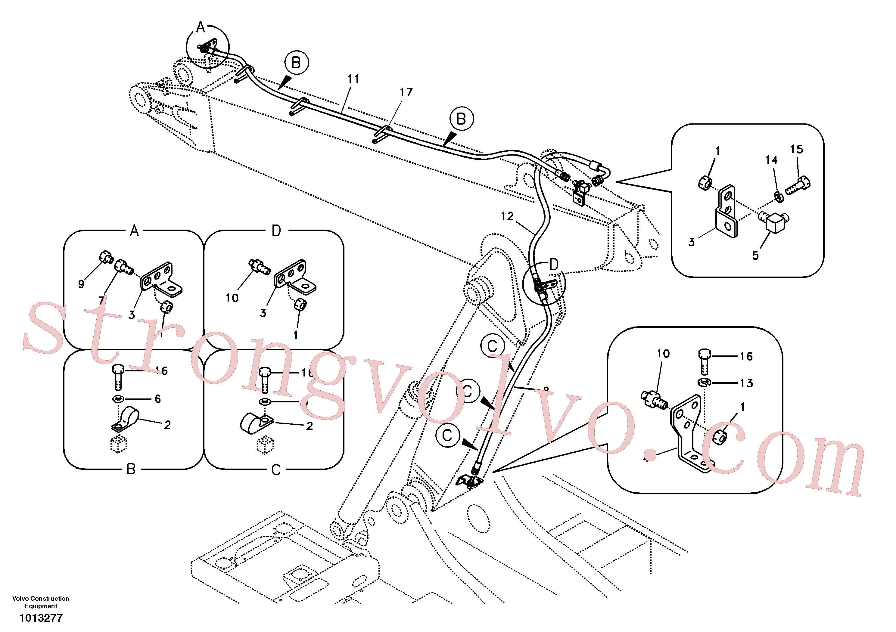 VOE14509020 Volvo Hidráulica de serviço, fuga de óleo na lança ajustável(1013277 Montagem)