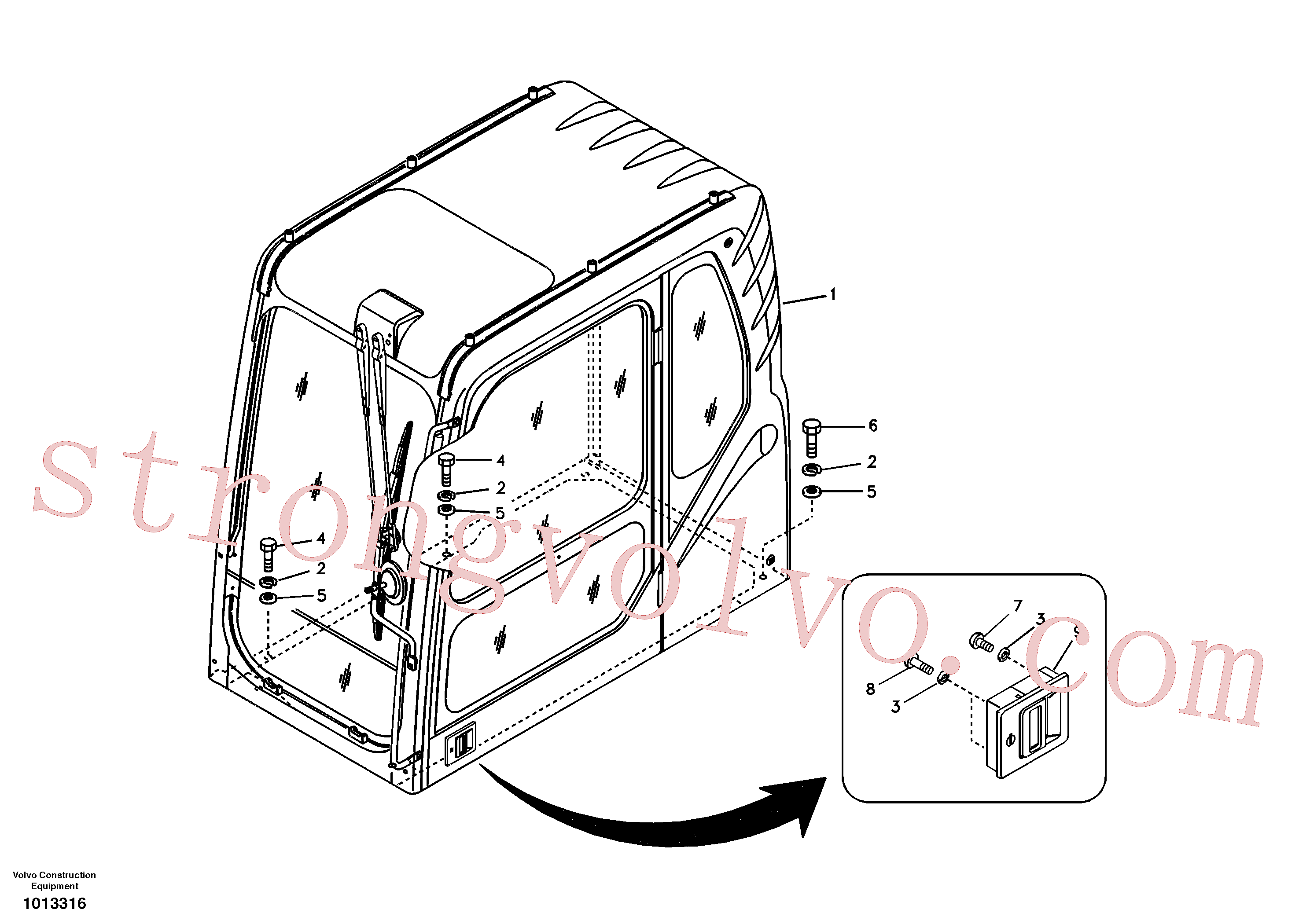 VOE980465 Volvo Apoio da cabina(1013316 Montagem)