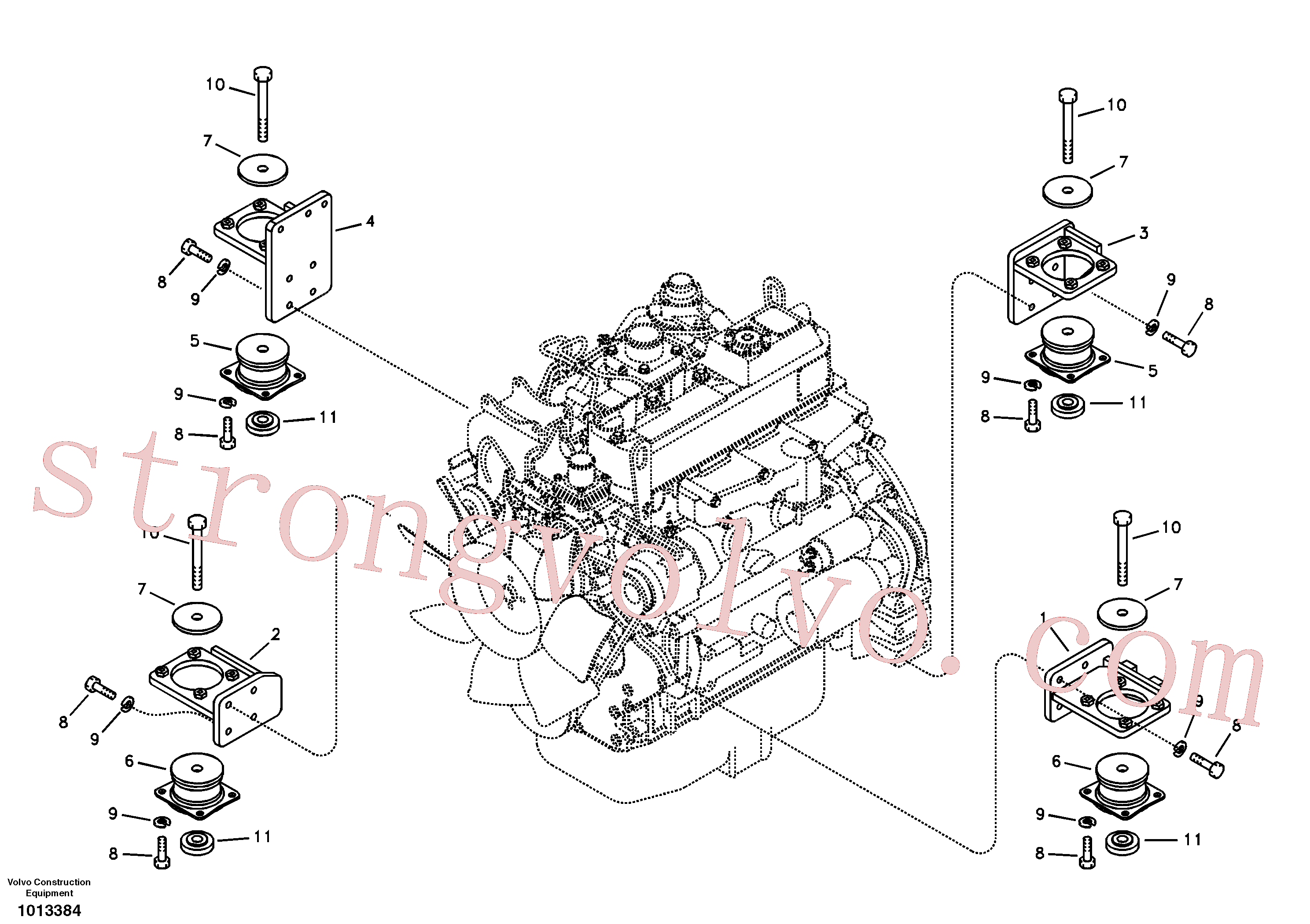 VOE978941 Volvo Apoio do motor(1013384 Montagem)