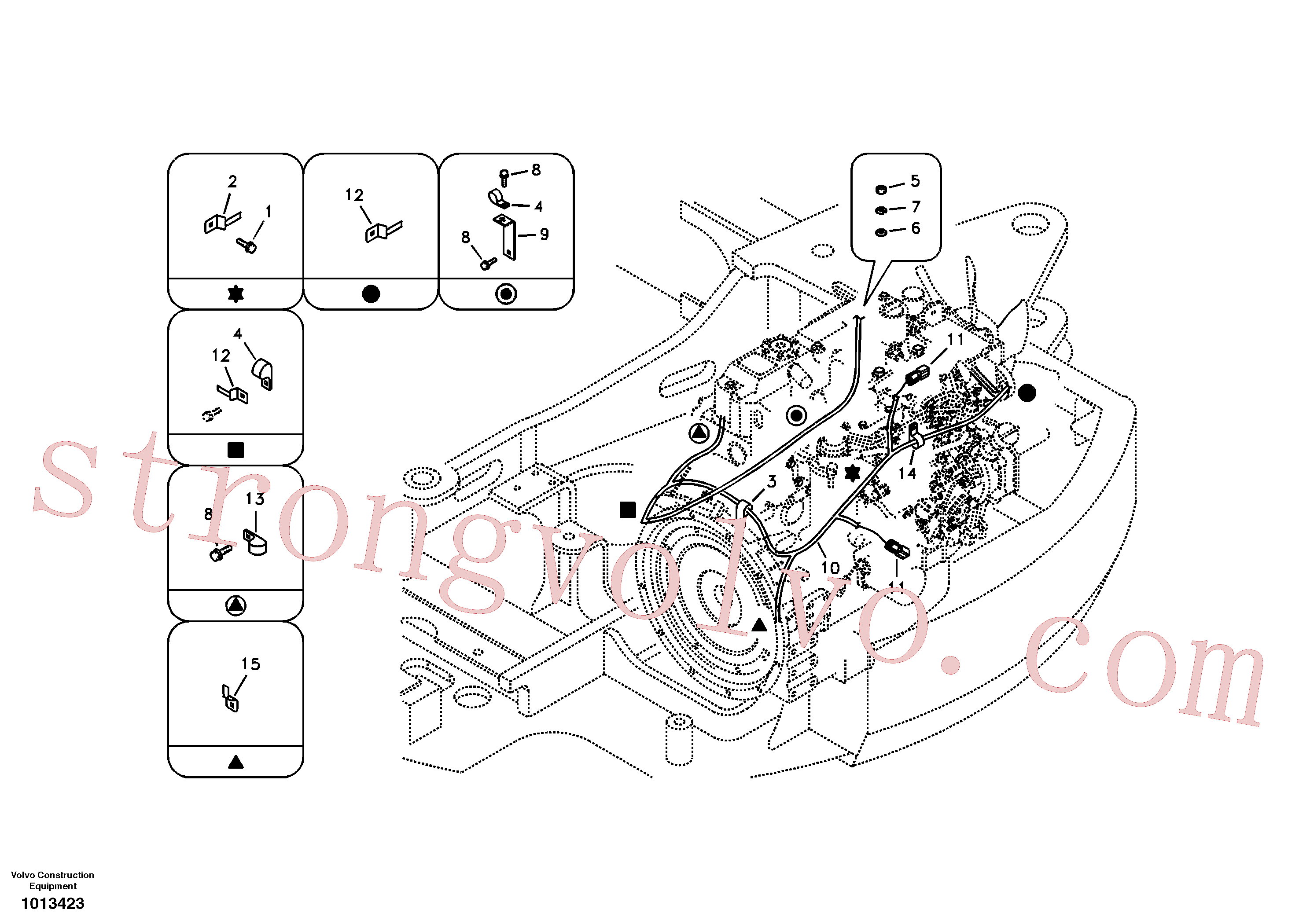 VOE14881252 Volvo Cablagem, motor(1013423 Montagem)