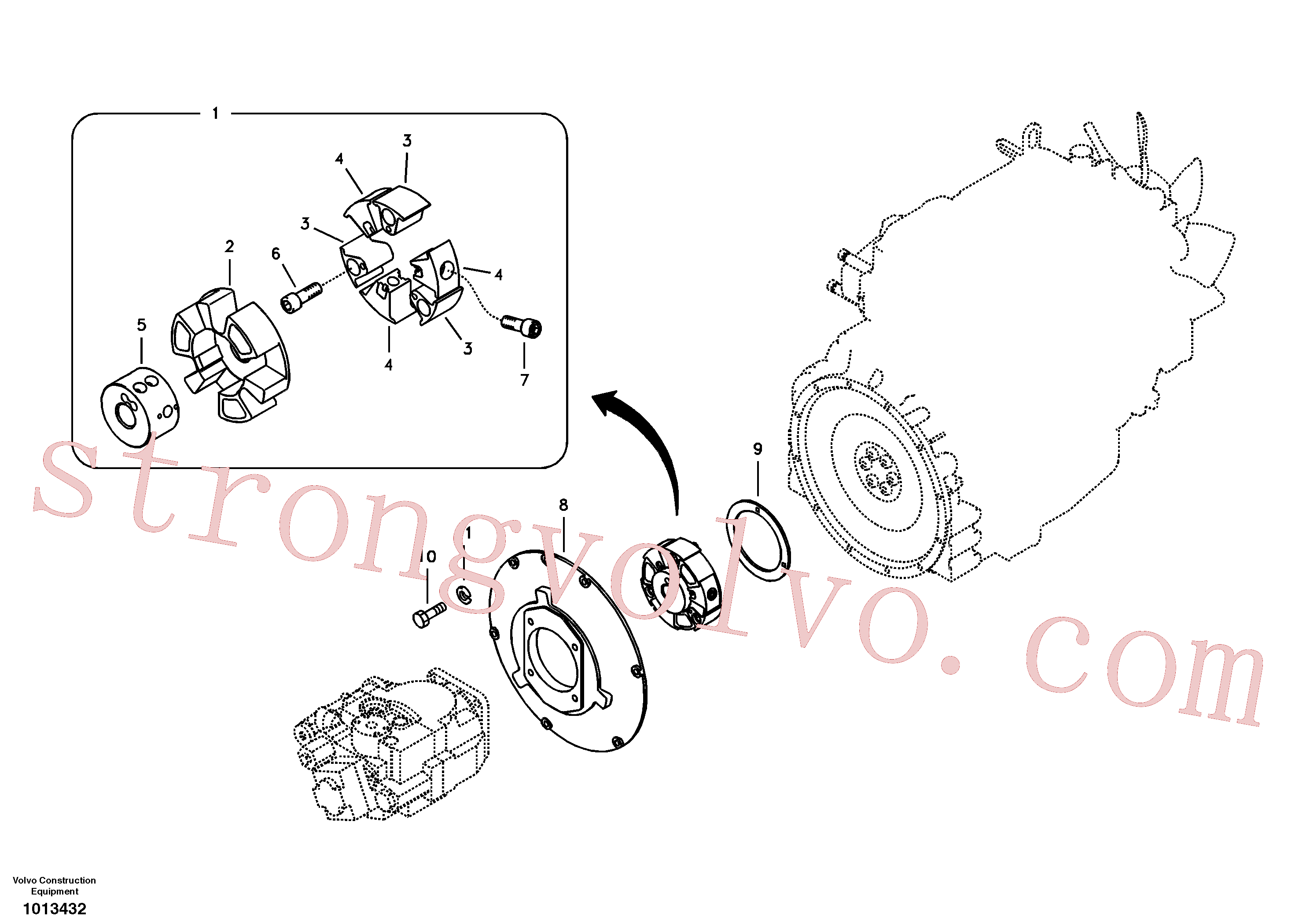 VOE983317 Volvo Caixa de engrenagens da bomba com peças de montagem(1013432 Montagem)