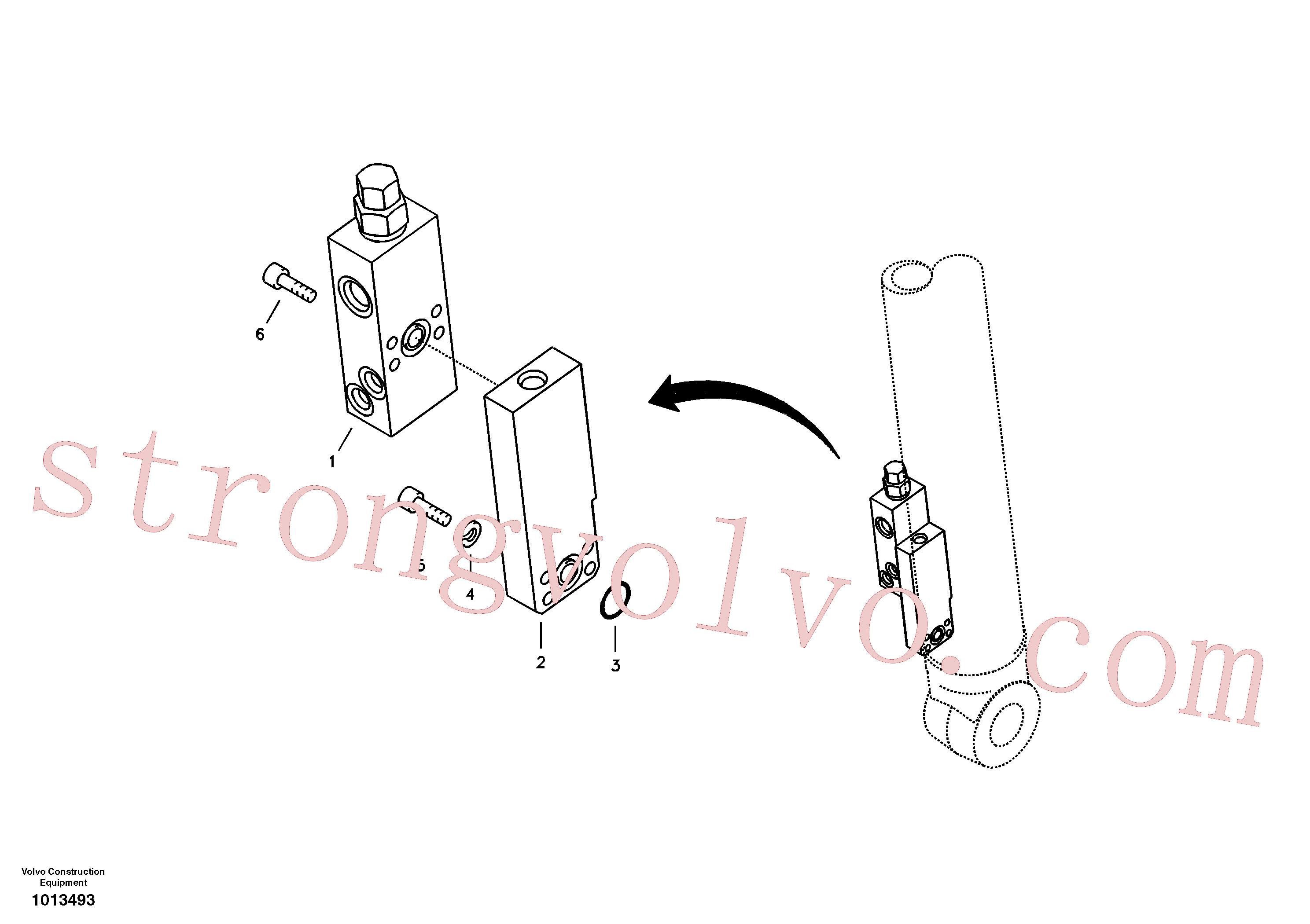 VOE14523032 Volvo Hidráulico de serviço, suporte da válvula de ruptura da lança(1013493 Montagem)